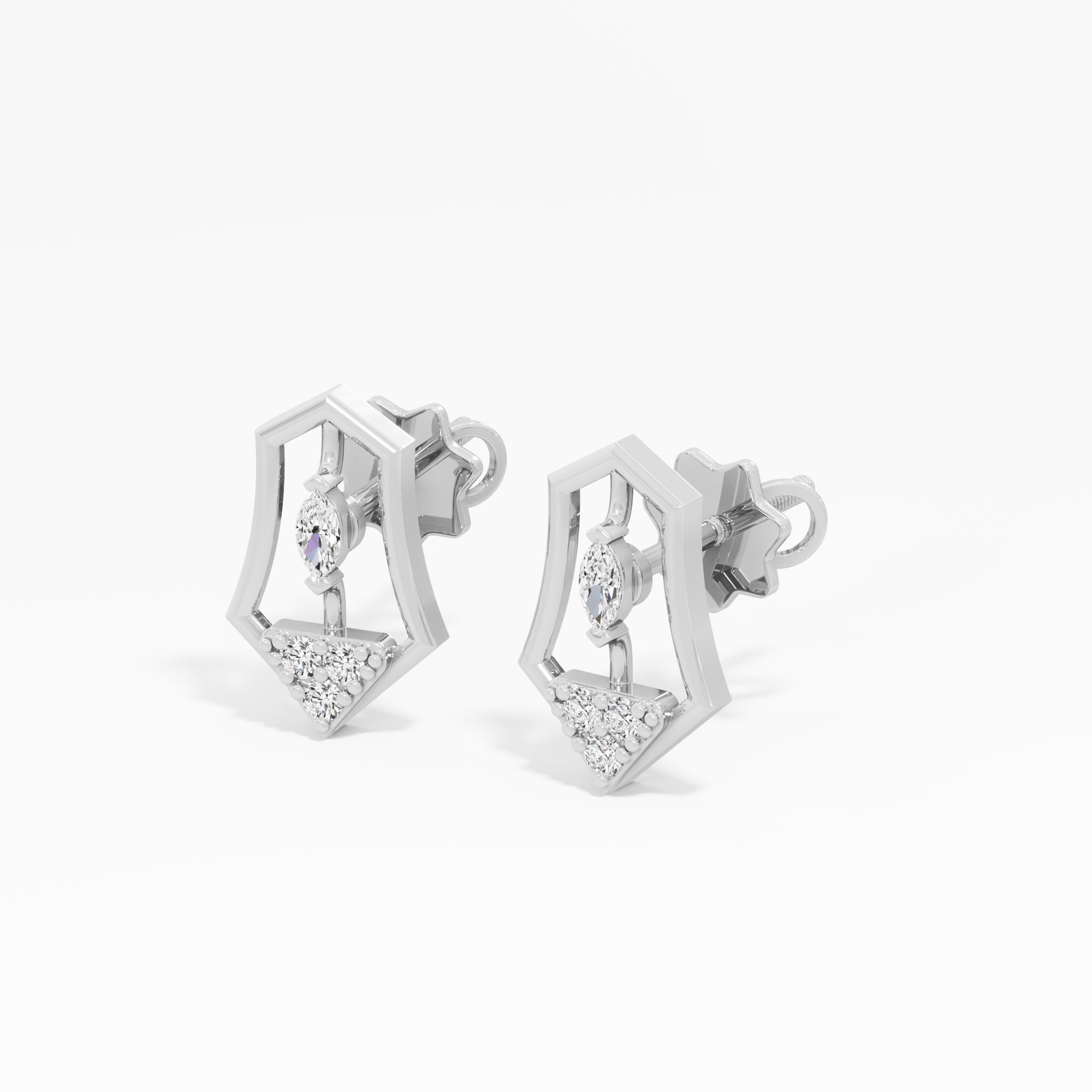 Heraldic Gleam Drops Earrings in 9KT White Gold (Diamond Quality: FG-VVS VS)