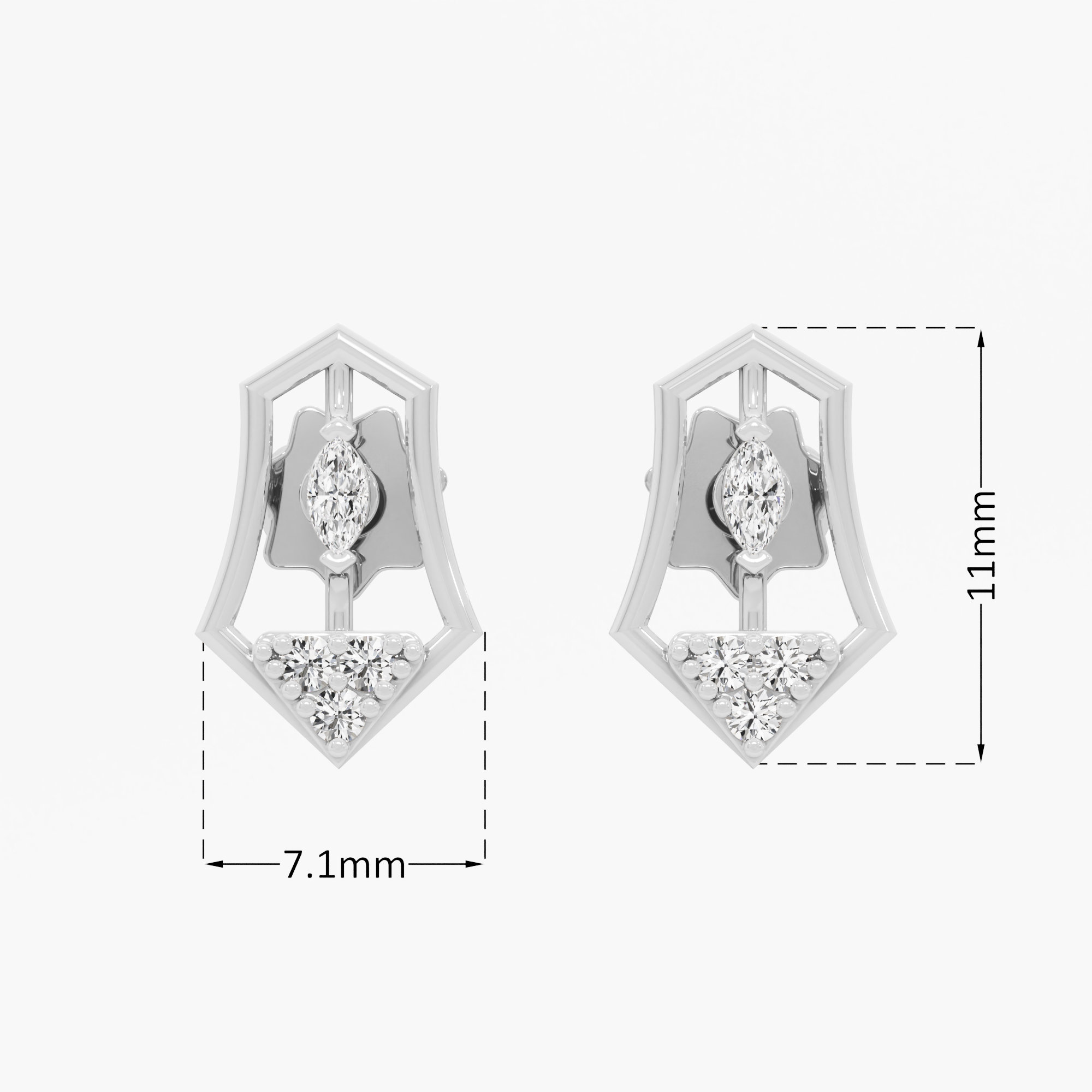 Heraldic Gleam Drops Earrings in 9KT White Gold (Diamond Quality: FG-VVS VS)