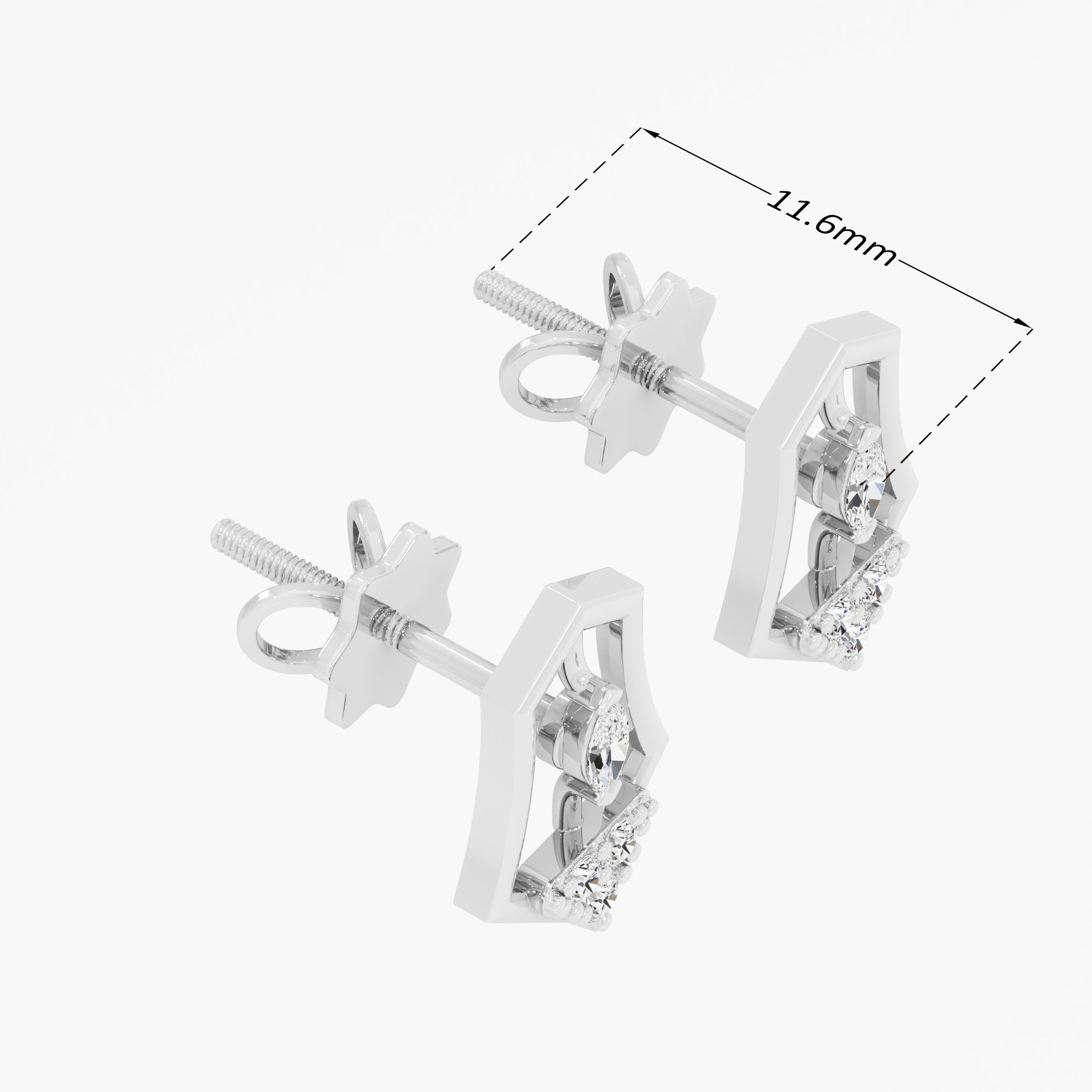 Heraldic Gleam Drops Earrings in 9KT White Gold (Diamond Quality: FG-VVS VS)