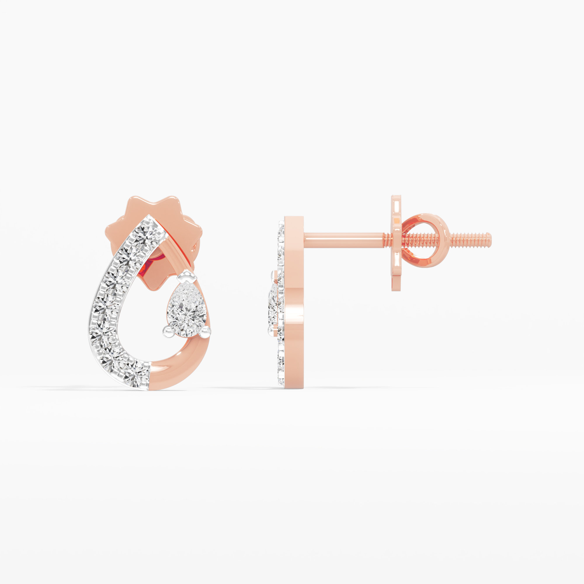 Oceanic Crest Drops Earrings in 9KT Rose Gold (Diamond Quality: FG-VVS VS)