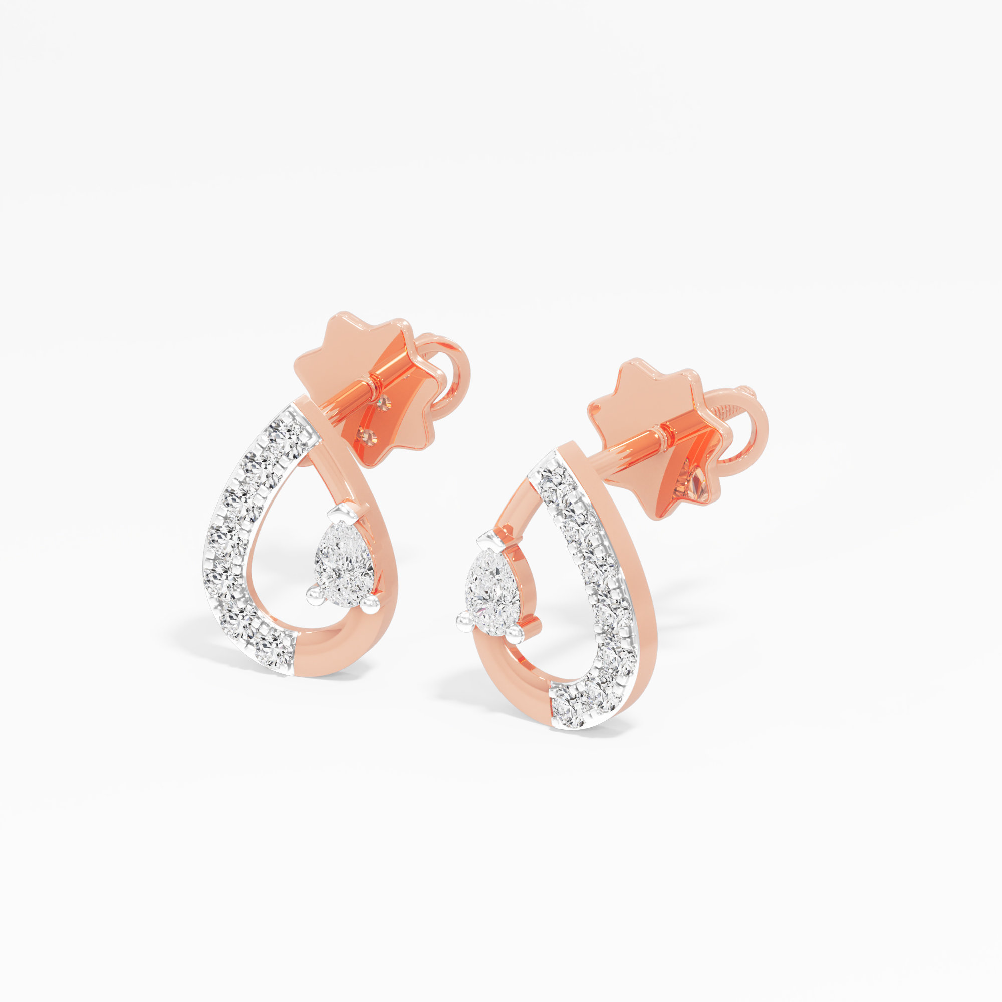 Oceanic Crest Drops Earrings in 9KT Rose Gold (Diamond Quality: FG-VVS VS)