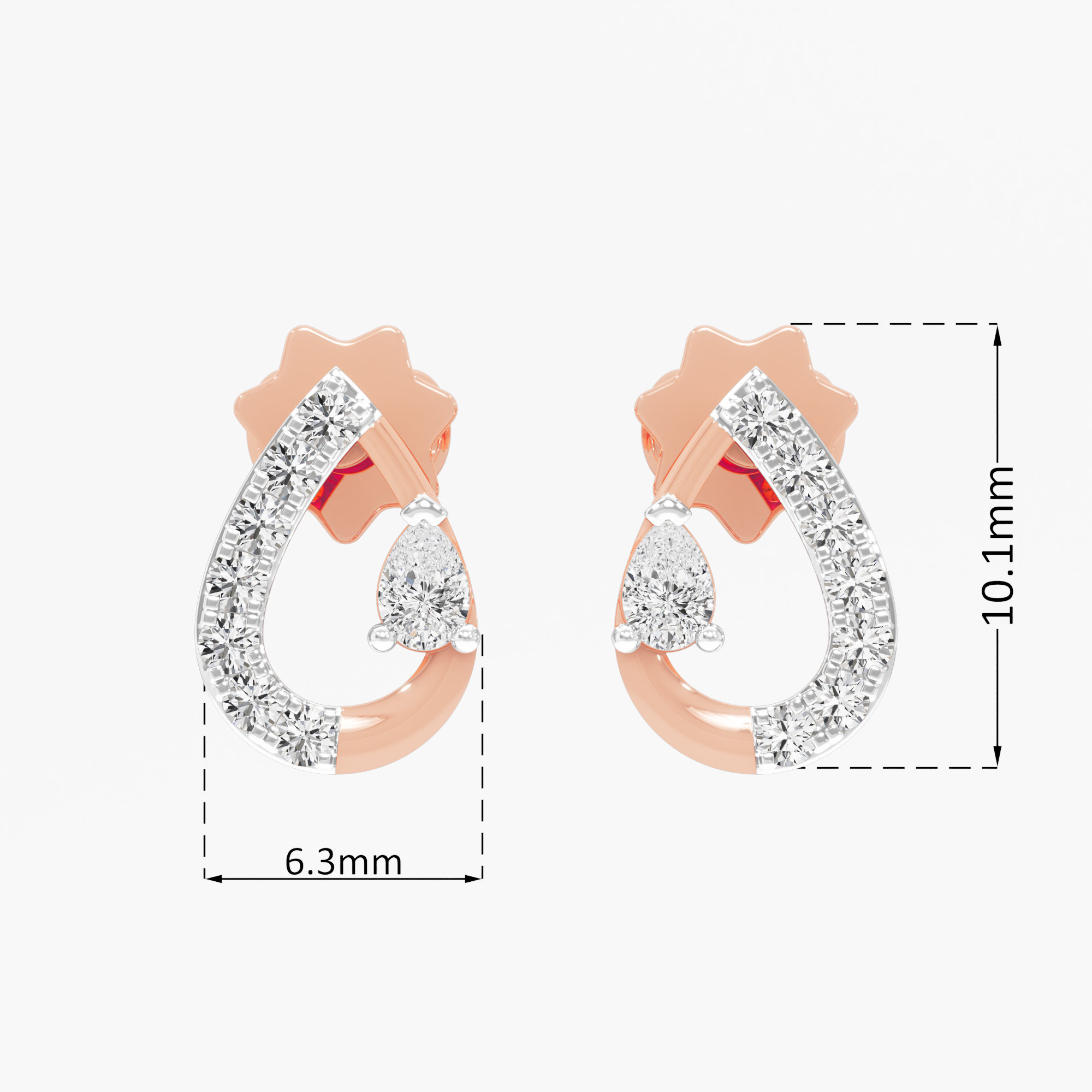 Oceanic Crest Drops Earrings in 9KT Rose Gold (Diamond Quality: FG-VVS VS)