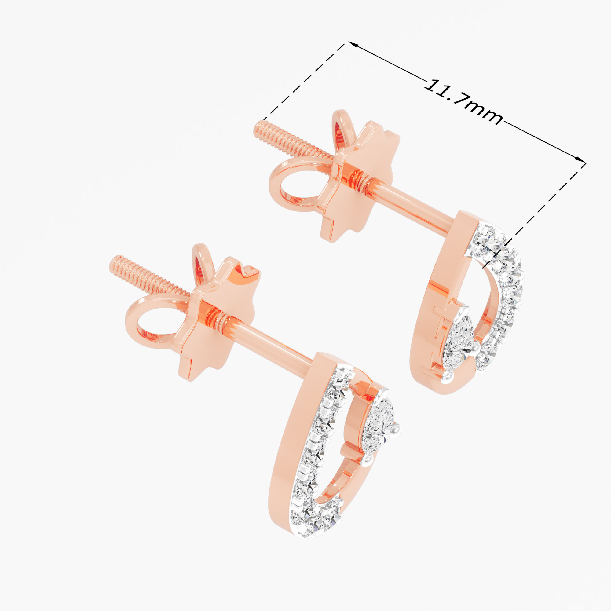 Oceanic Crest Drops Earrings in 9KT Rose Gold (Diamond Quality: FG-VVS VS)