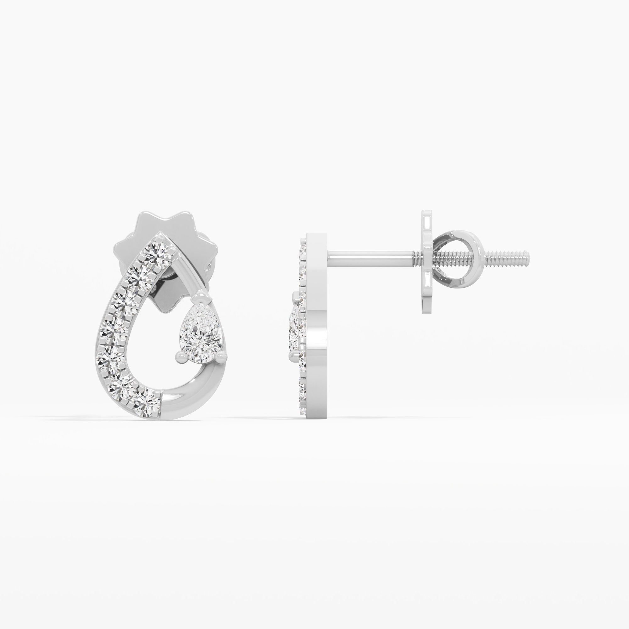 Oceanic Crest Drops Earrings in 9KT White Gold (Diamond Quality: FG-VVS VS)