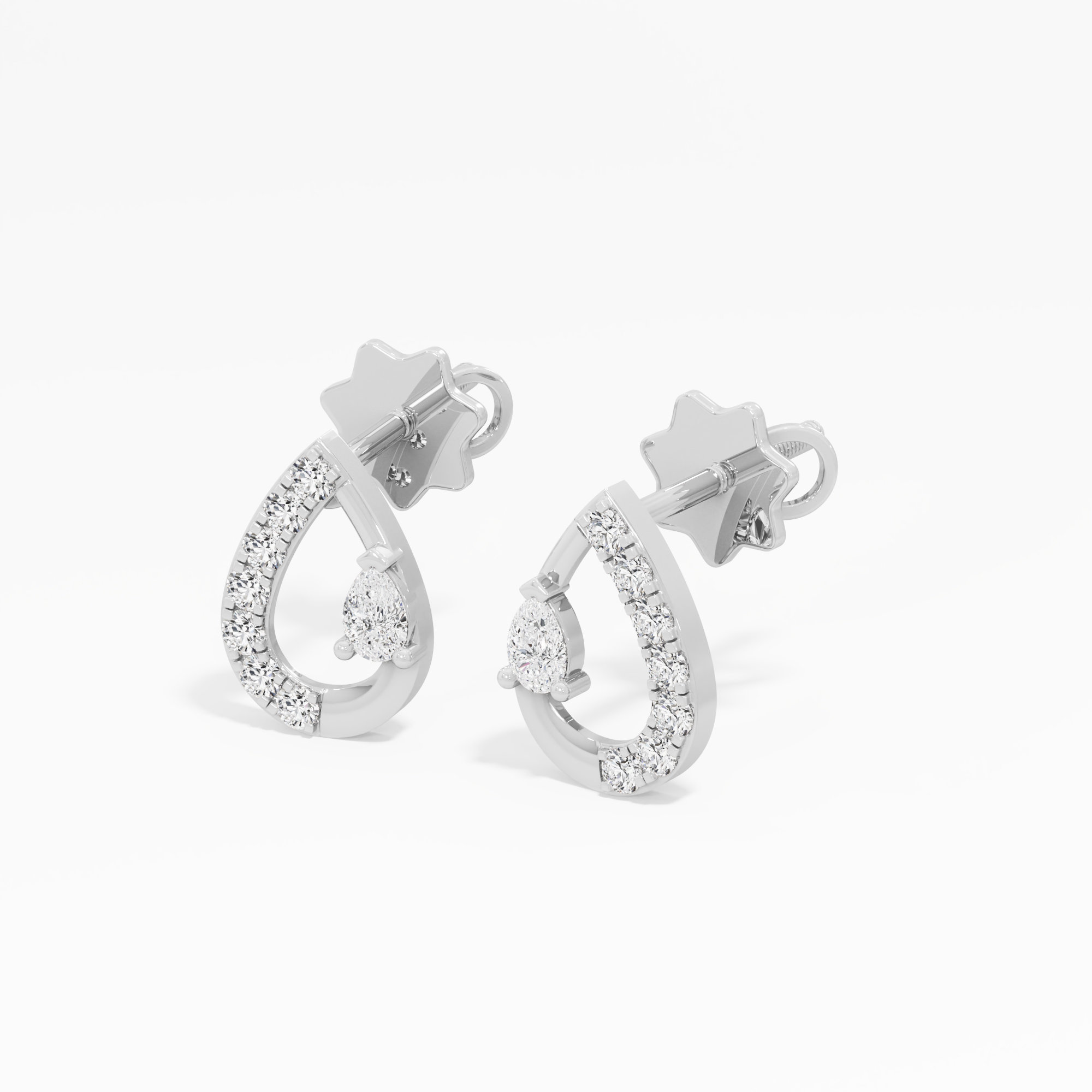 Oceanic Crest Drops Earrings in 9KT White Gold (Diamond Quality: FG-VVS VS)