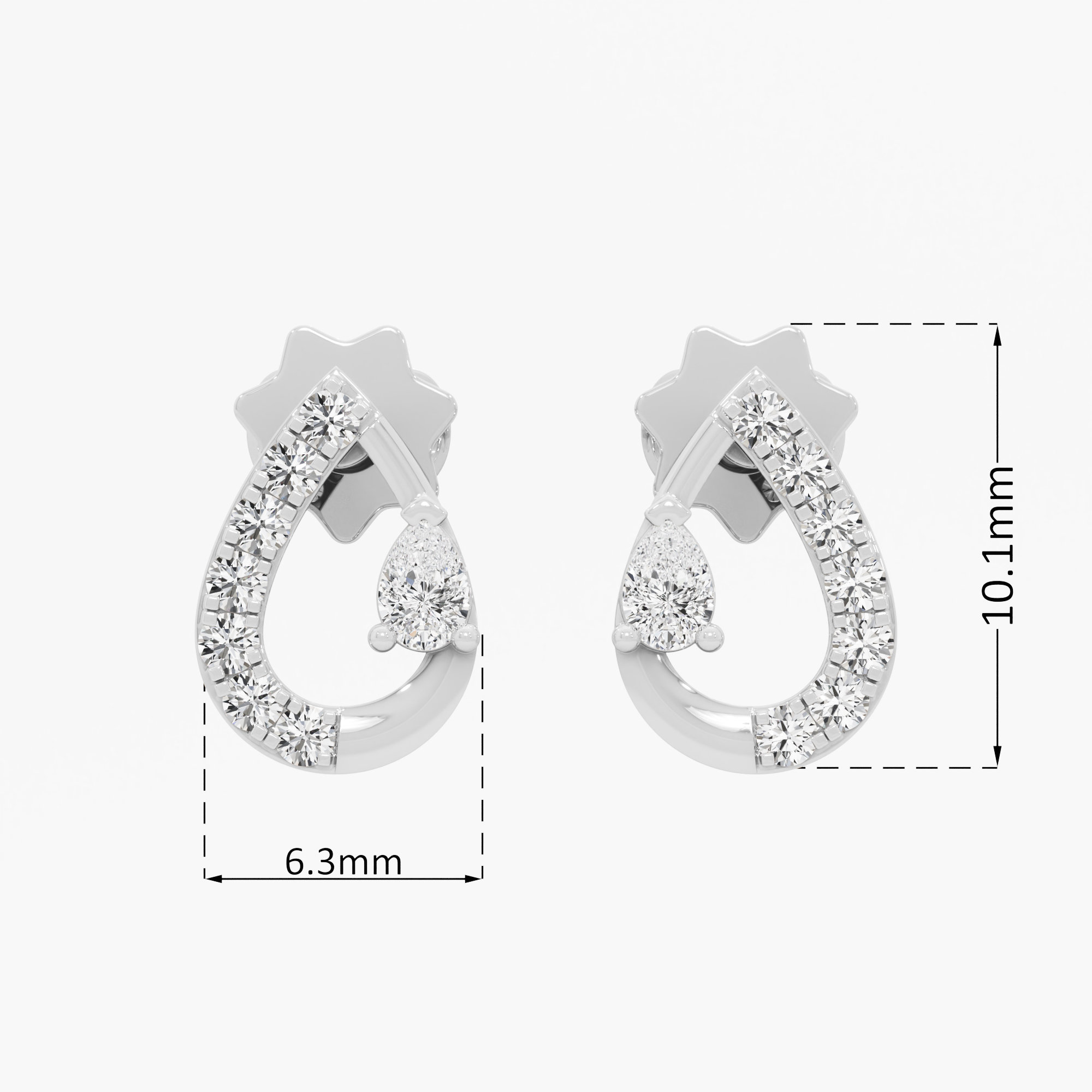 Oceanic Crest Drops Earrings in 9KT White Gold (Diamond Quality: FG-VVS VS)