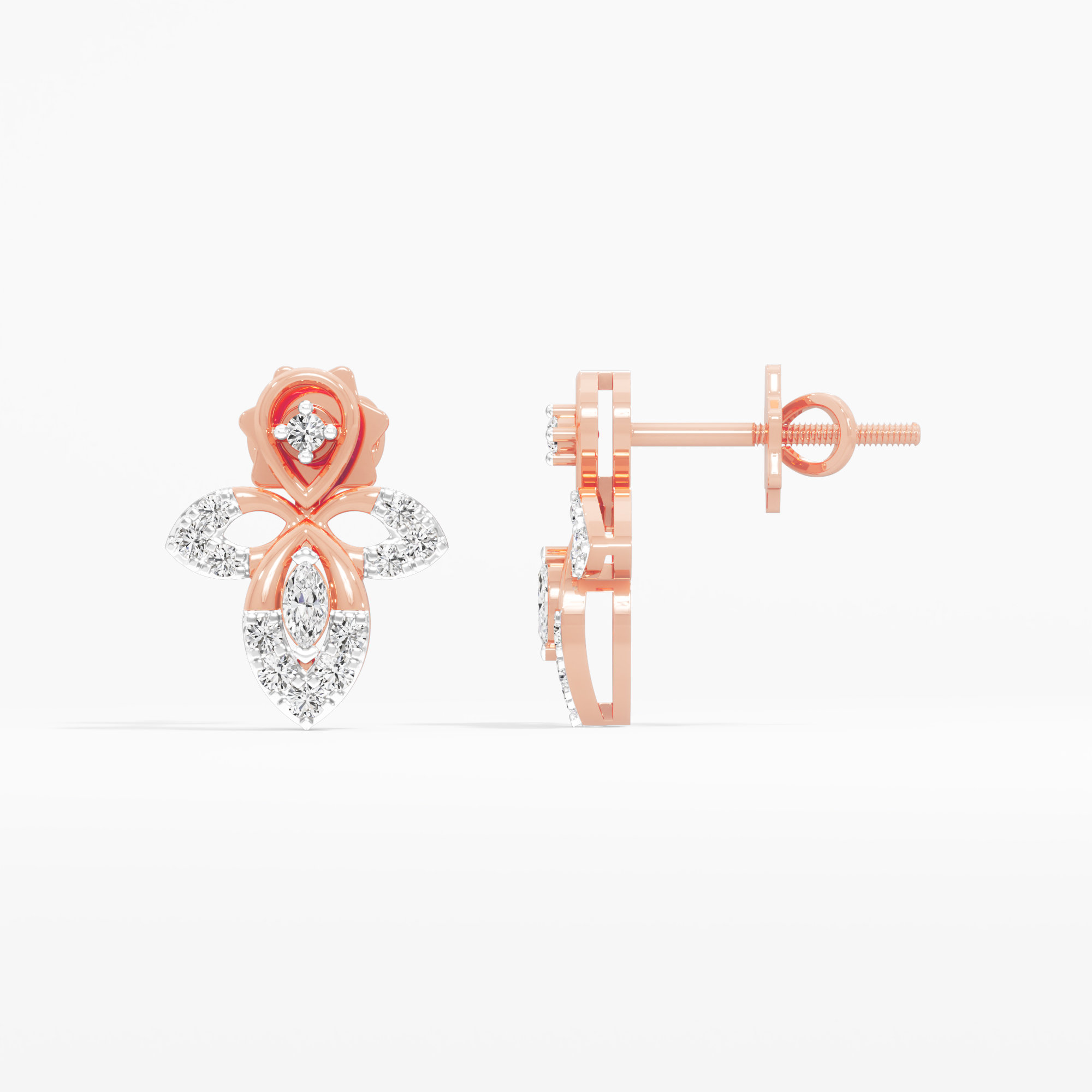 Verdant Drop Drops Earrings in 9KT Rose Gold (Diamond Quality: FG-VVS VS)