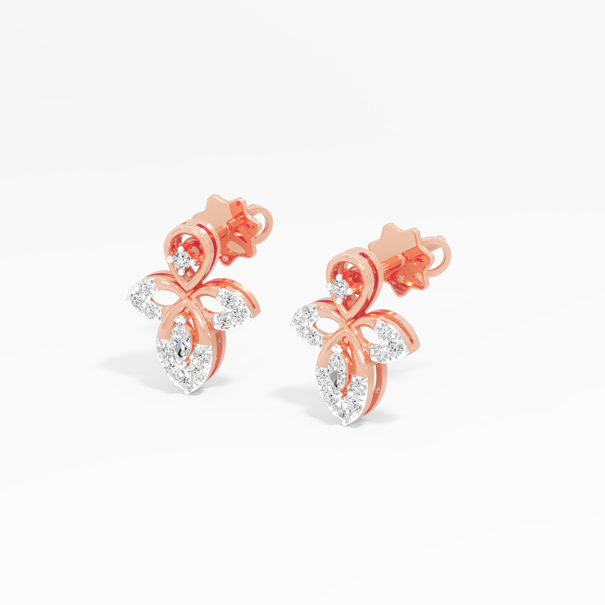 Verdant Drop Drops Earrings in 9KT Rose Gold (Diamond Quality: FG-VVS VS)