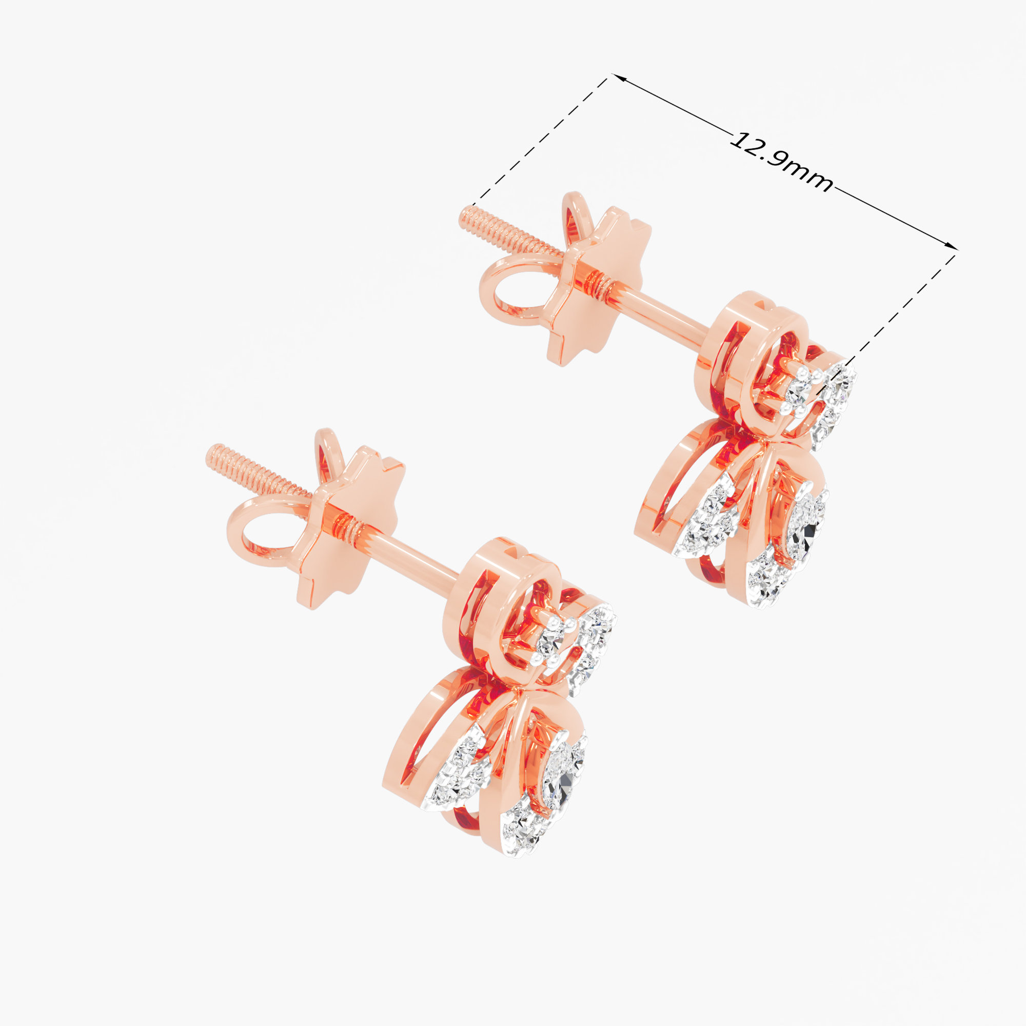 Verdant Drop Drops Earrings in 9KT Rose Gold (Diamond Quality: FG-VVS VS)
