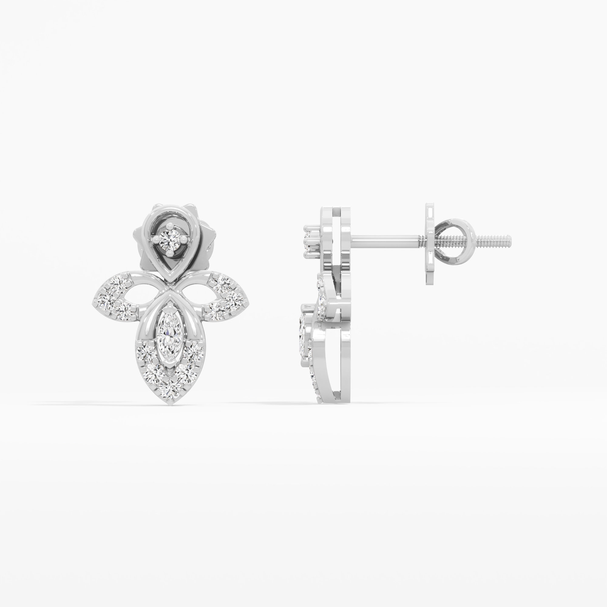 Verdant Drop Drops Earrings in 9KT White Gold (Diamond Quality: FG-VVS VS)