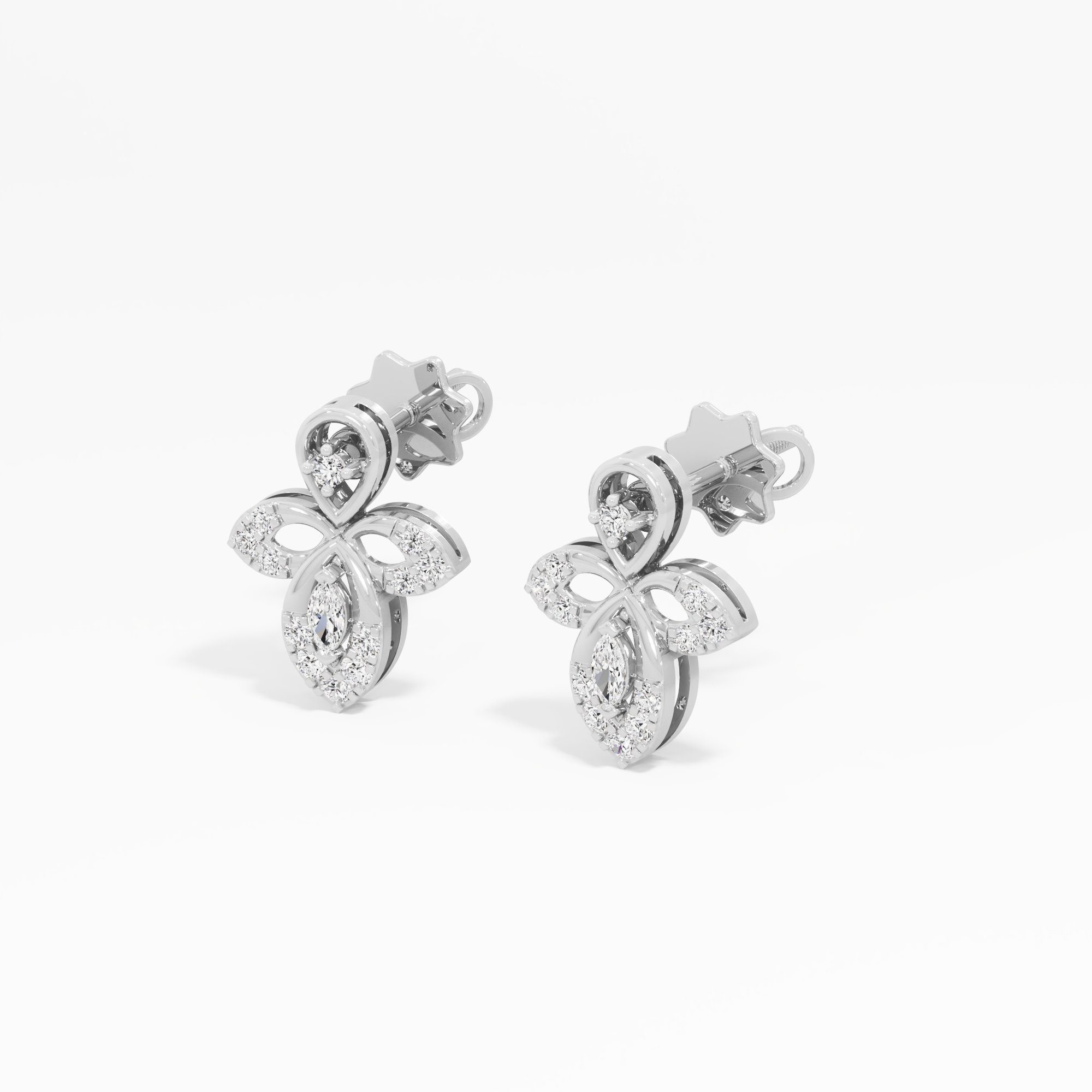 Verdant Drop Drops Earrings in 9KT White Gold (Diamond Quality: FG-VVS VS)