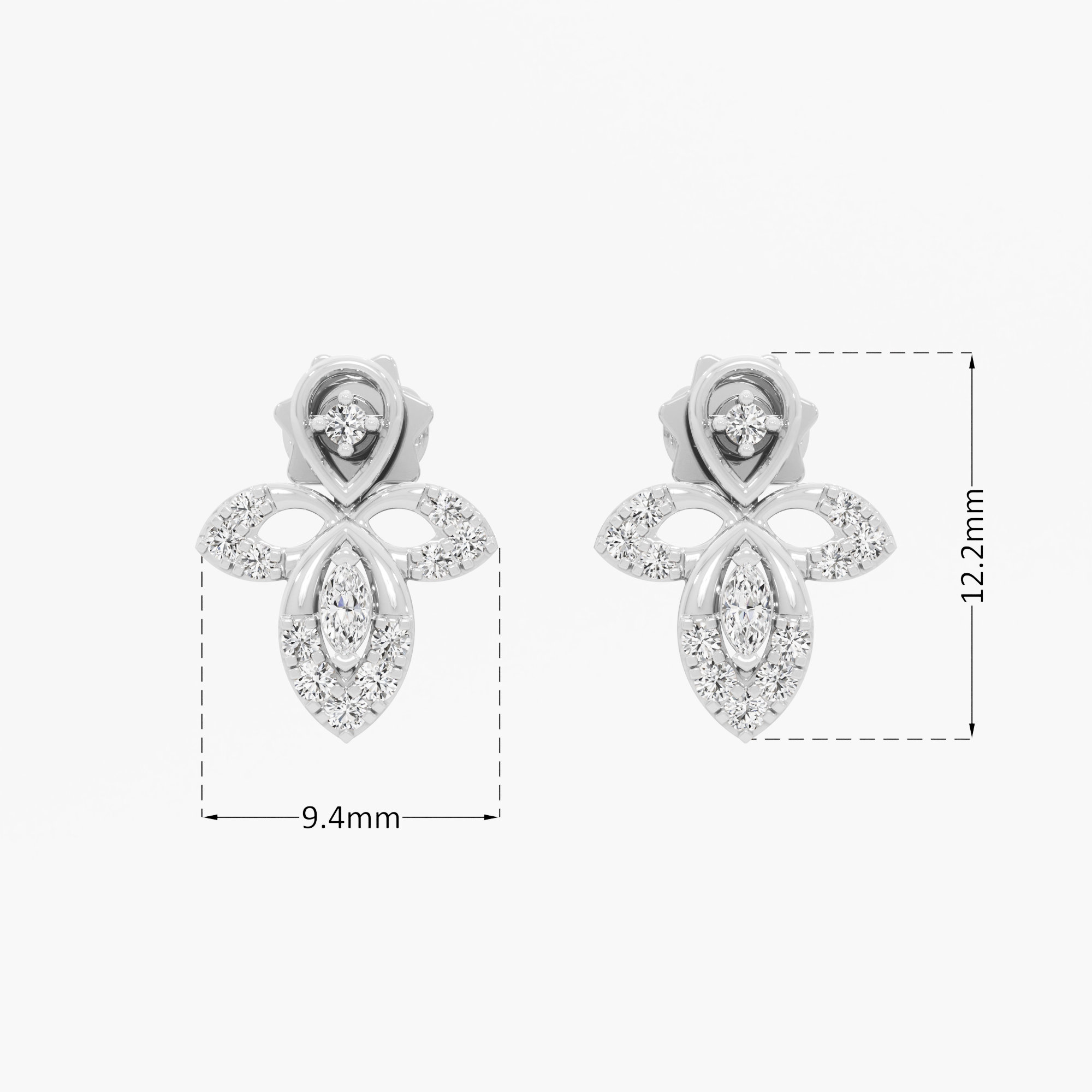 Verdant Drop Drops Earrings in 9KT White Gold (Diamond Quality: FG-VVS VS)