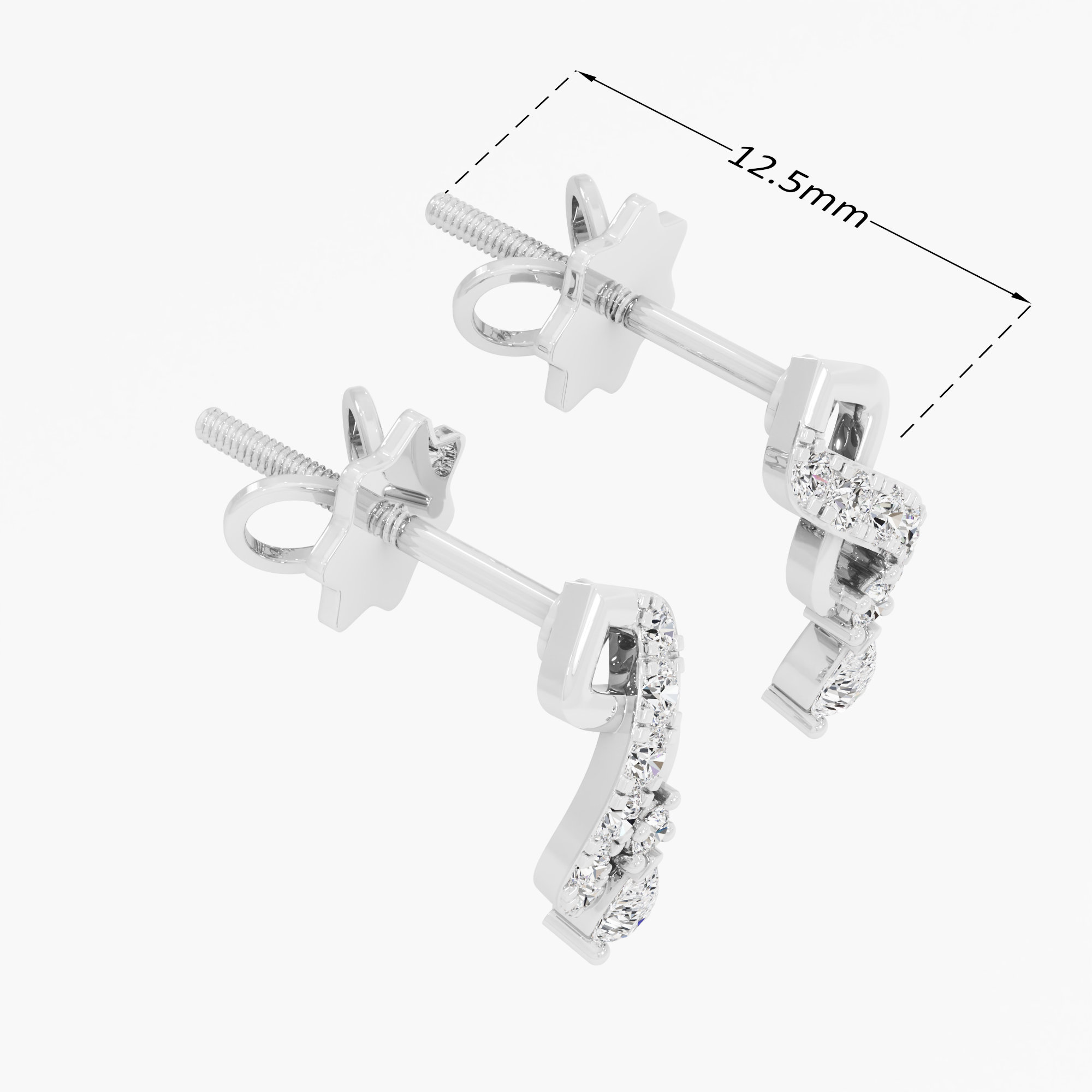 Graceful Serpentine Drop Drops Earrings in 9KT White Gold (Diamond Quality: FG-VVS VS)