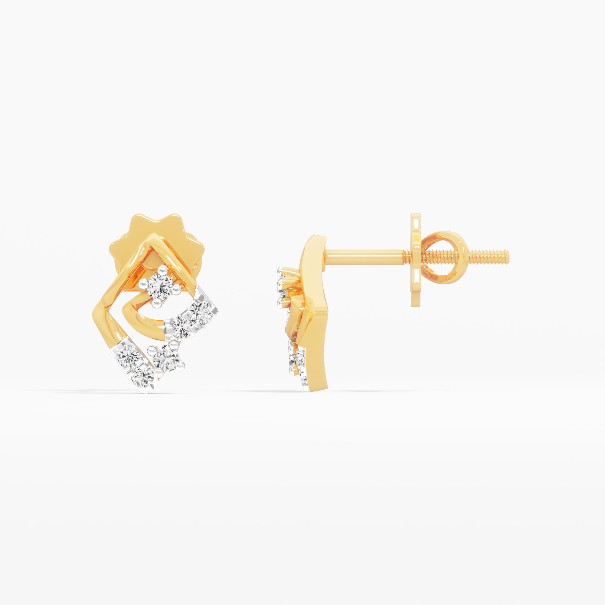 Celestial Coil Stud Earrings in 9KT Yellow Gold (Diamond Quality:FG-VVS VS)