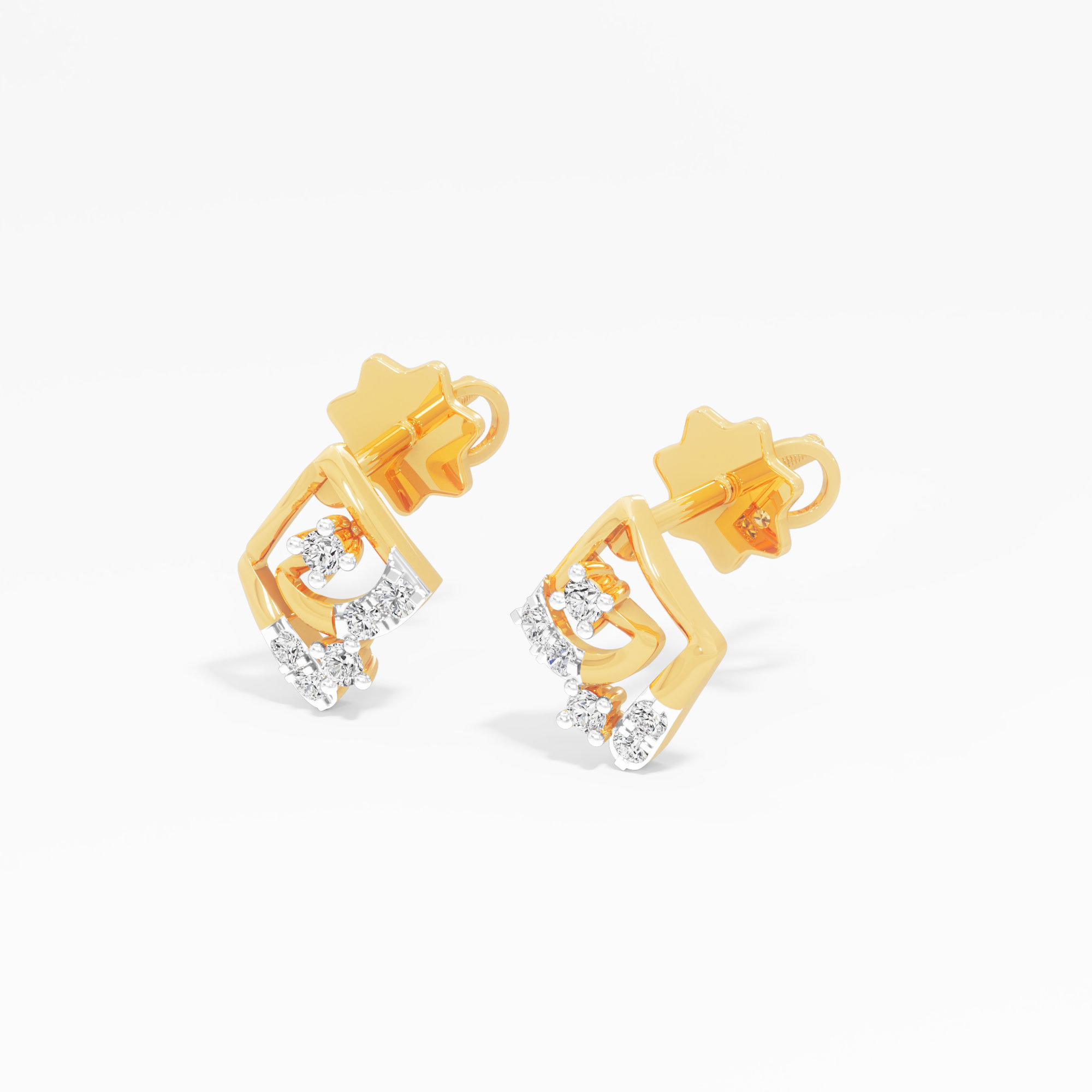 Celestial Coil Stud Earrings in 9KT Yellow Gold (Diamond Quality:FG-VVS VS)
