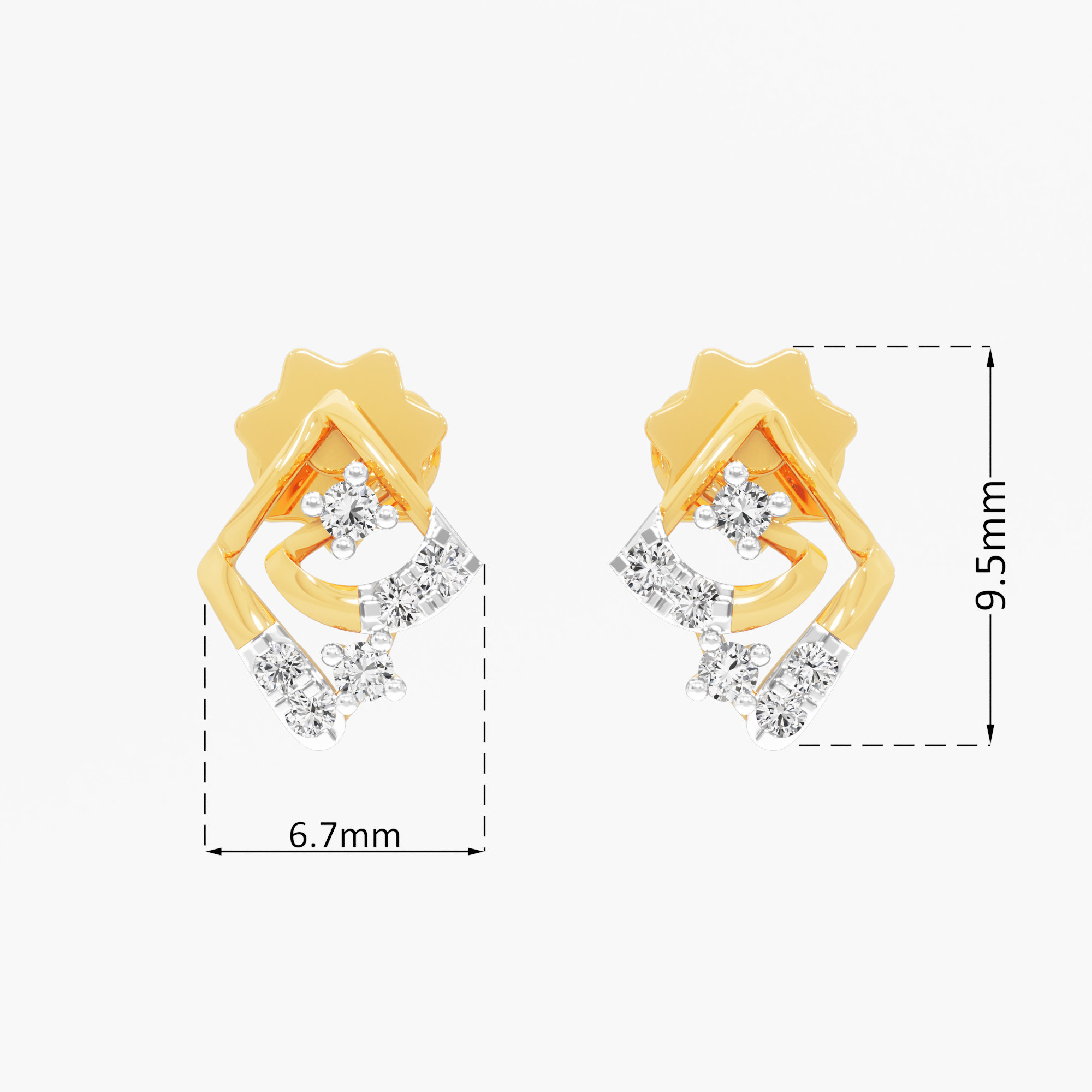 Celestial Coil Stud Earrings in 9KT Yellow Gold (Diamond Quality:FG-VVS VS)