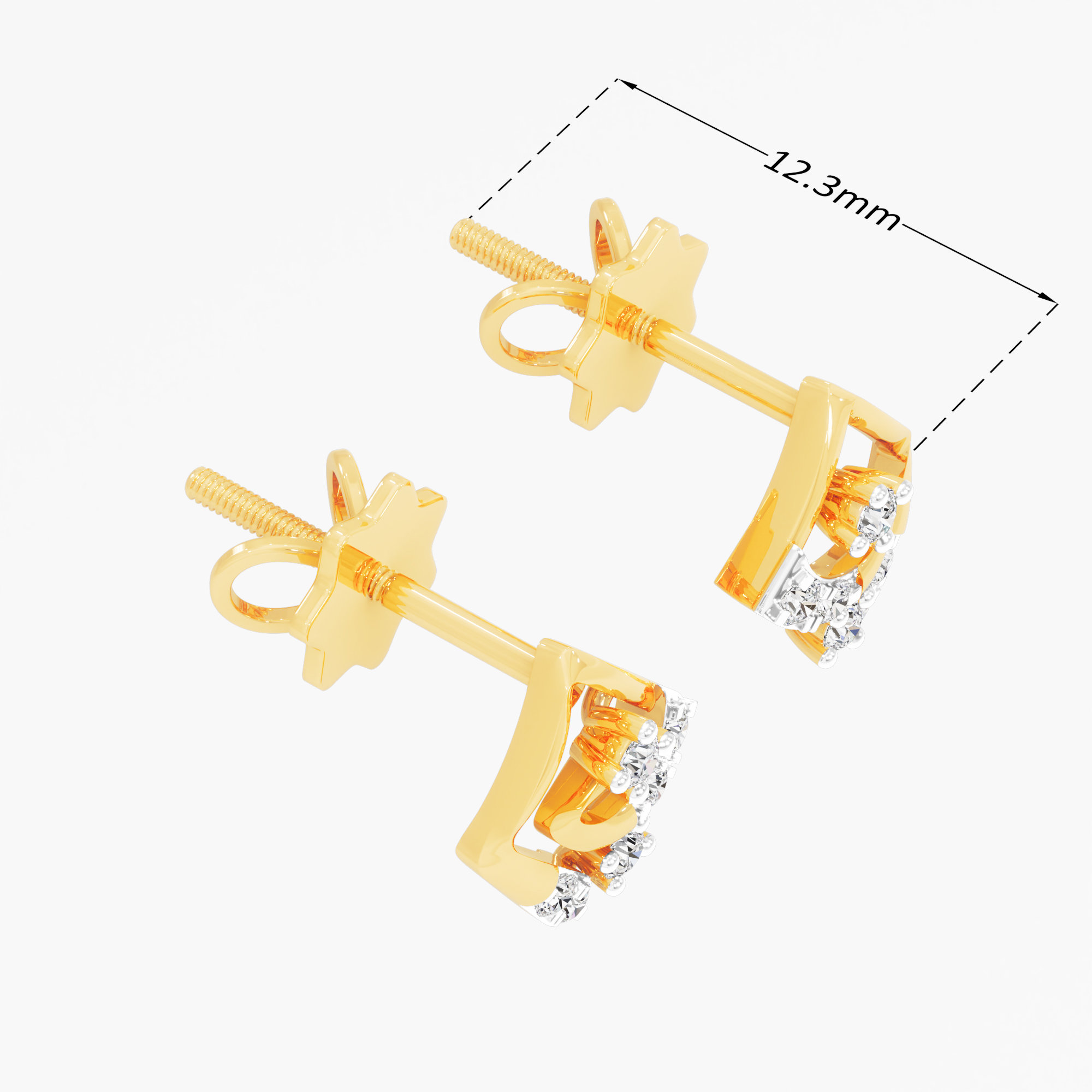 Celestial Coil Stud Earrings in 9KT Yellow Gold (Diamond Quality:FG-VVS VS)
