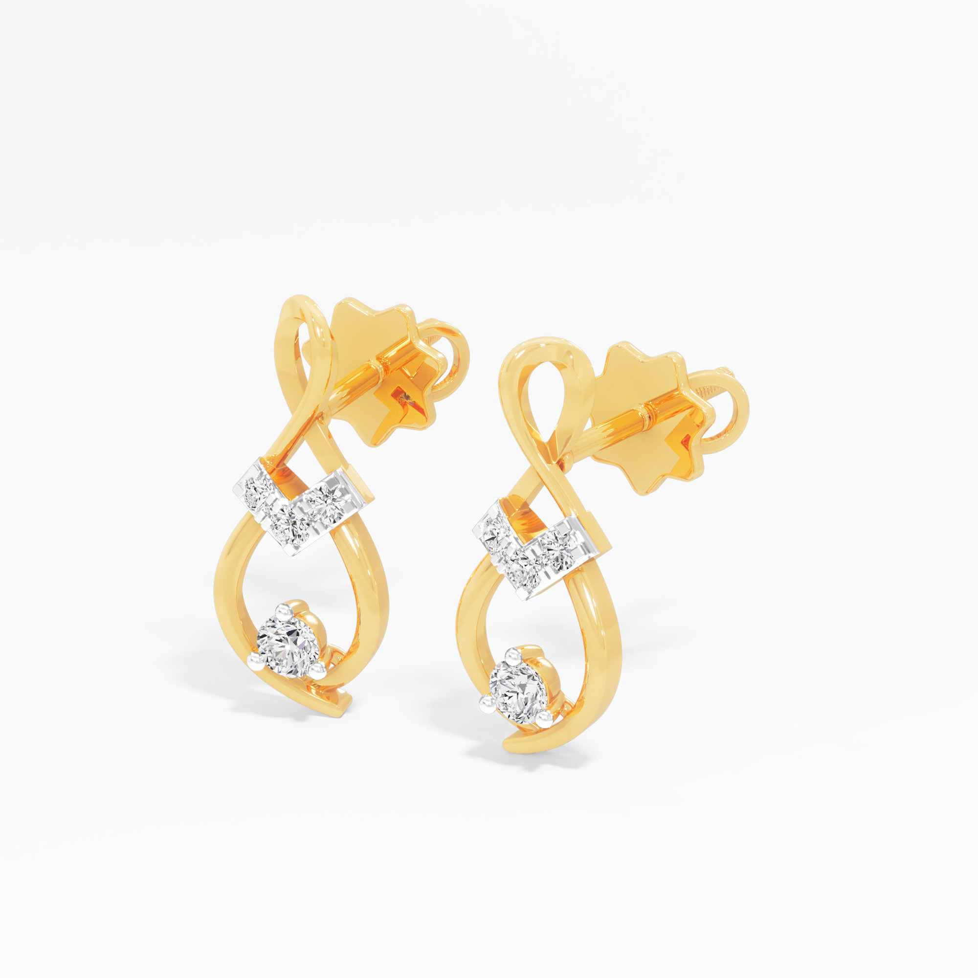 Luminous Droplet Stud Earrings in 9KT Yellow Gold (Diamond Quality: FG-VVS VS)