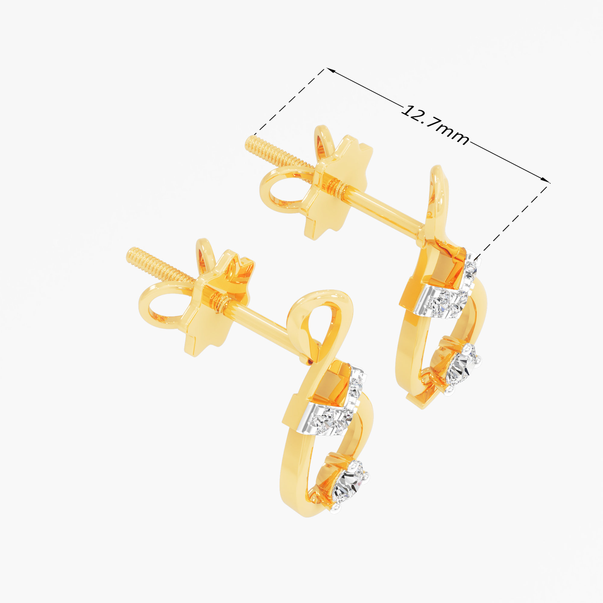 Luminous Droplet Stud Earrings in 9KT Yellow Gold (Diamond Quality: FG-VVS VS)