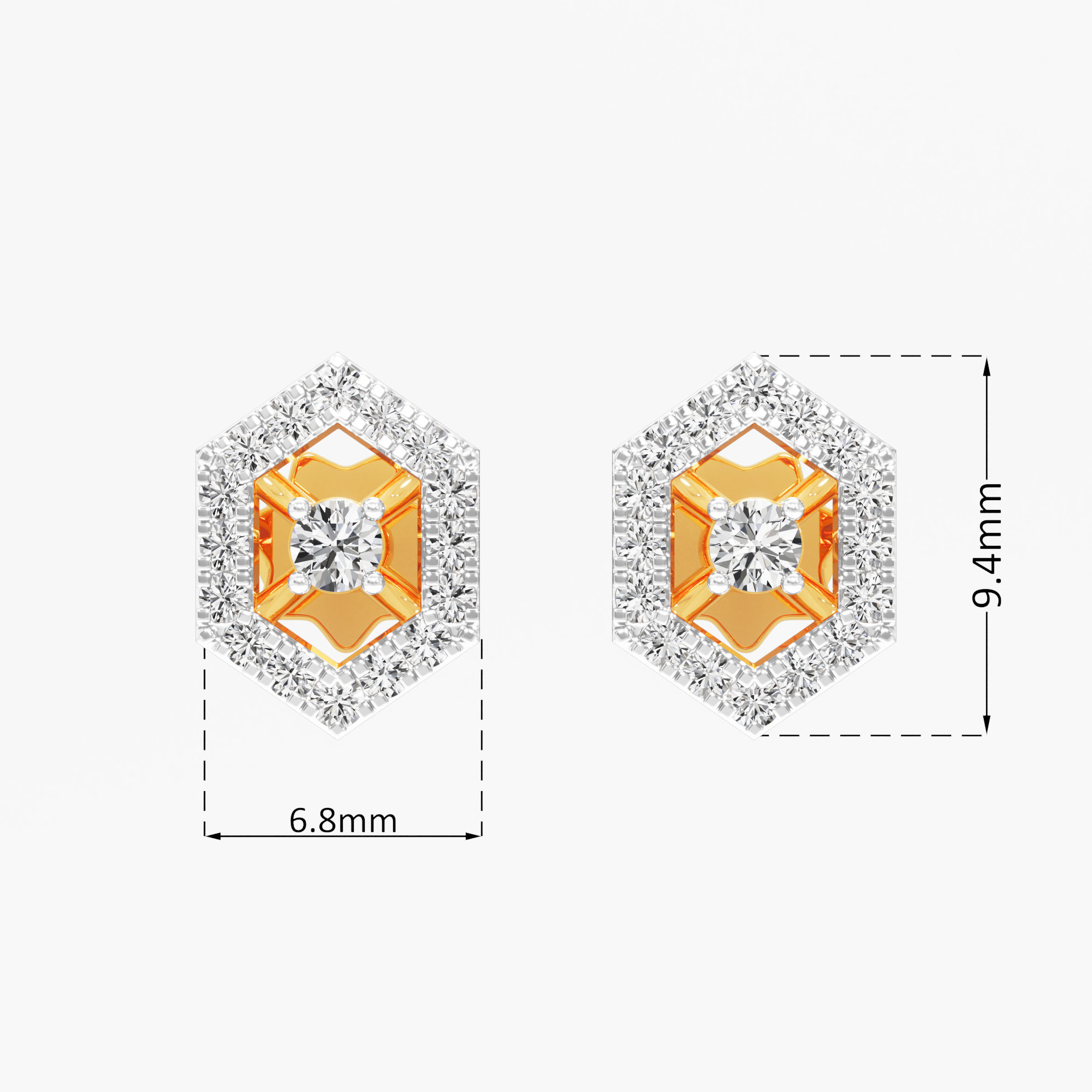 Azure Lattice Stud Earrings in 9KT Yellow Gold (Diamond Quality: FG-VVS VS)