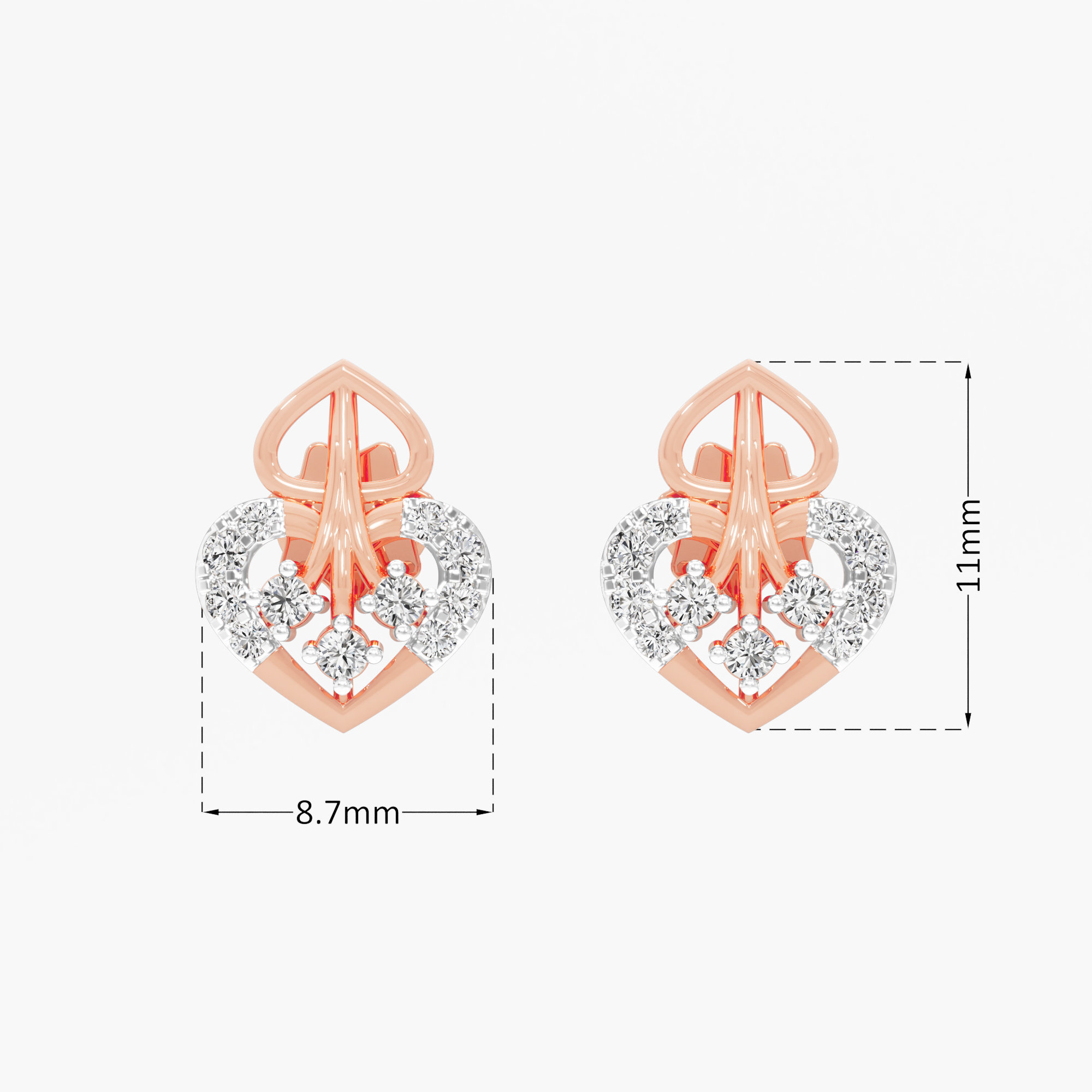 Azure Crest Drops Drops Earrings in 9KT Rose Gold (Diamond Quality: EF-VVS VS)