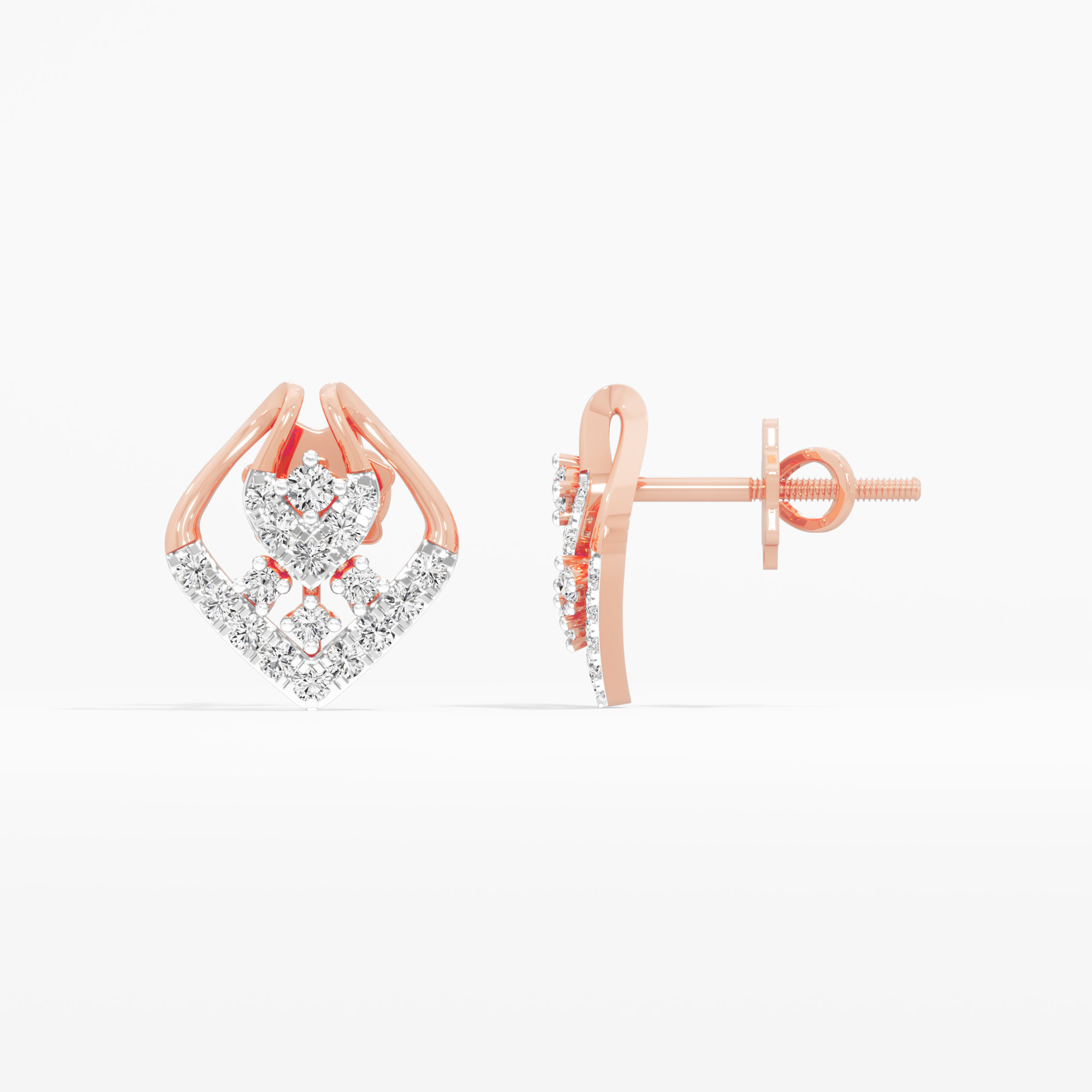 Luminous Petal Studs Earrings in 9KT Rose Gold (Diamond Quality: EF-VVS VS)