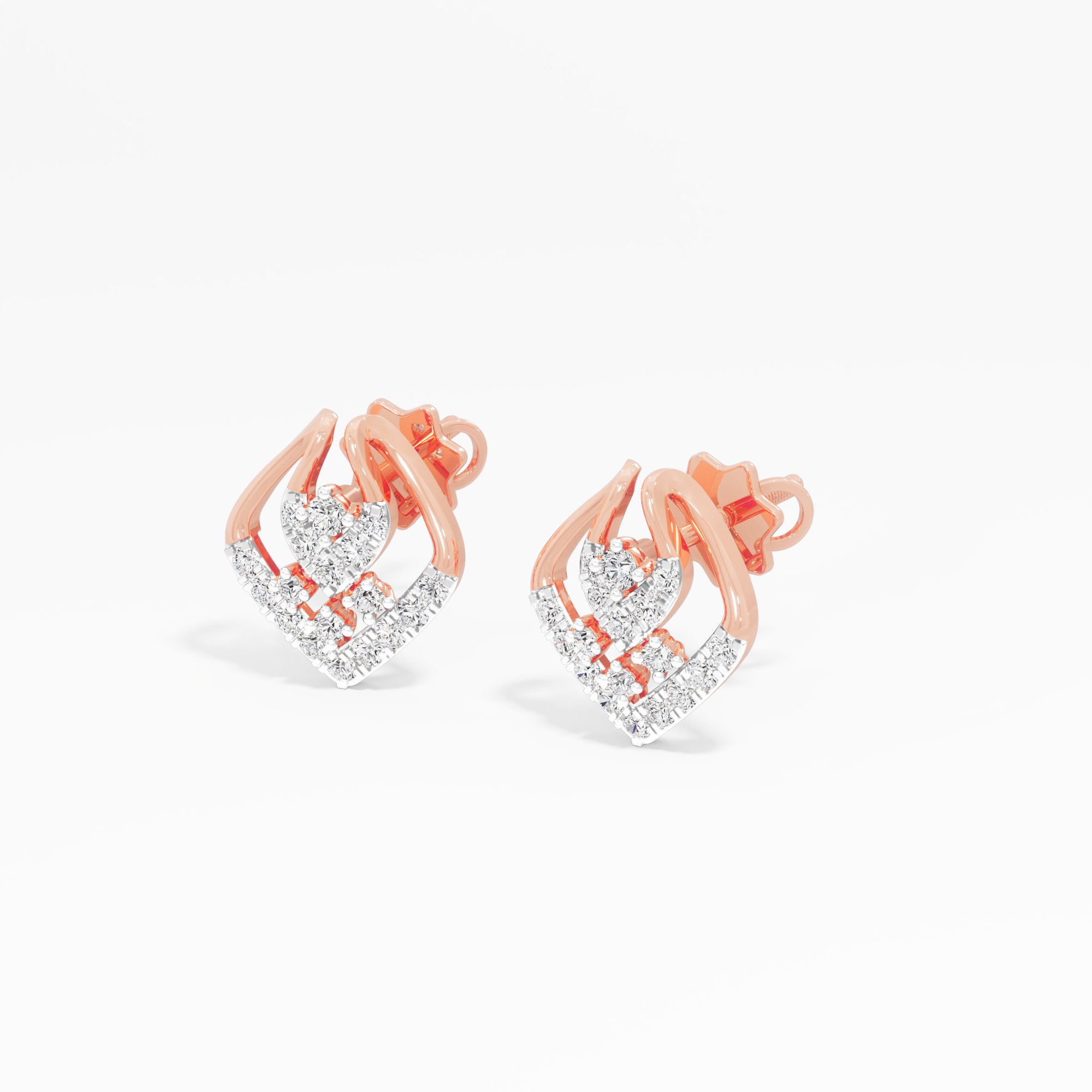 Luminous Petal Studs Earrings in 9KT Rose Gold (Diamond Quality: EF-VVS VS)