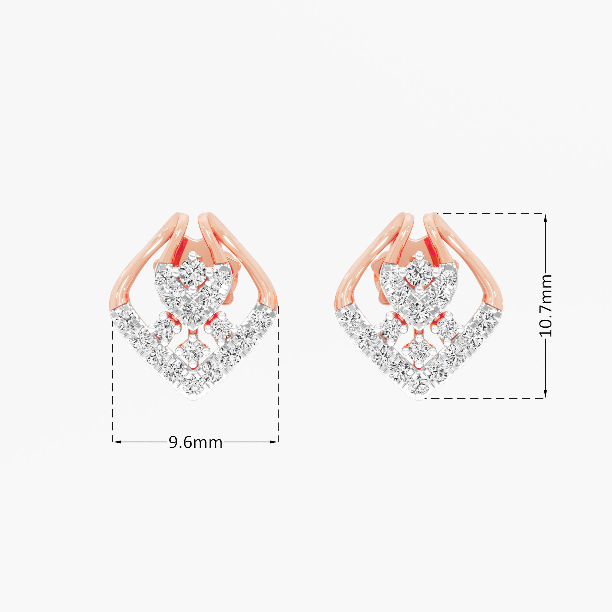 Luminous Petal Studs Earrings in 9KT Rose Gold (Diamond Quality: EF-VVS VS)