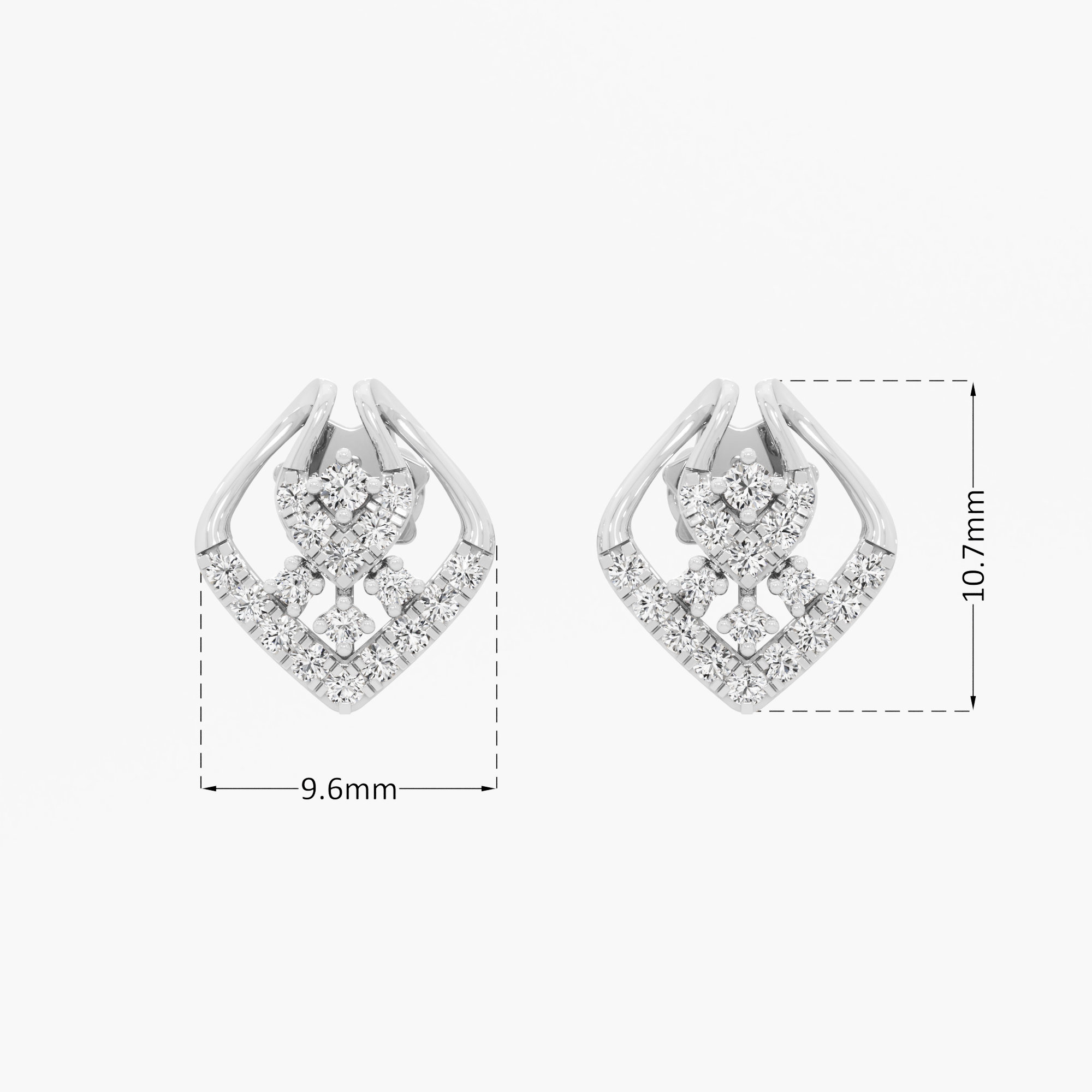 Luminous Petal Studs Earrings in 9KT White Gold (Diamond Quality: EF-VVS VS)