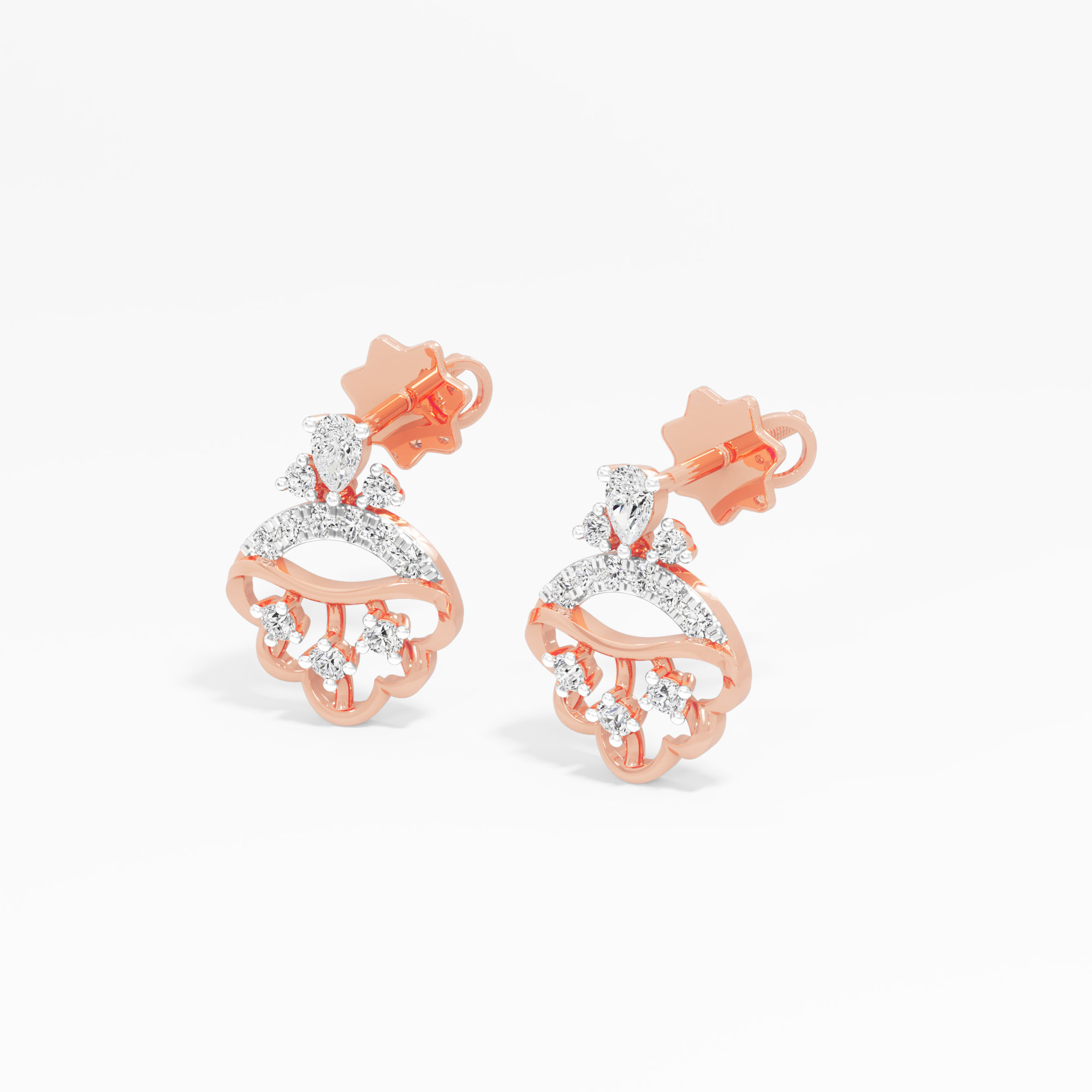 Regal Canopy Drops Earrings in 9KT Rose Gold (Diamond Quality: FG-VVS VS)