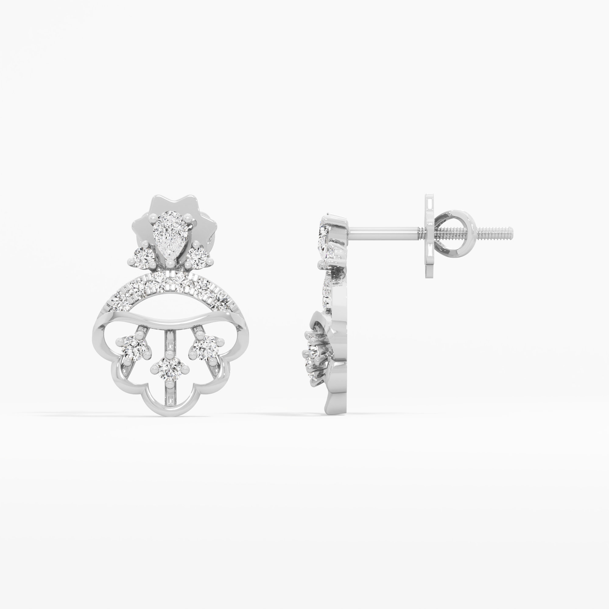 Regal Canopy Drops Earrings in 9KT White Gold (Diamond Quality: FG-VVS VS)