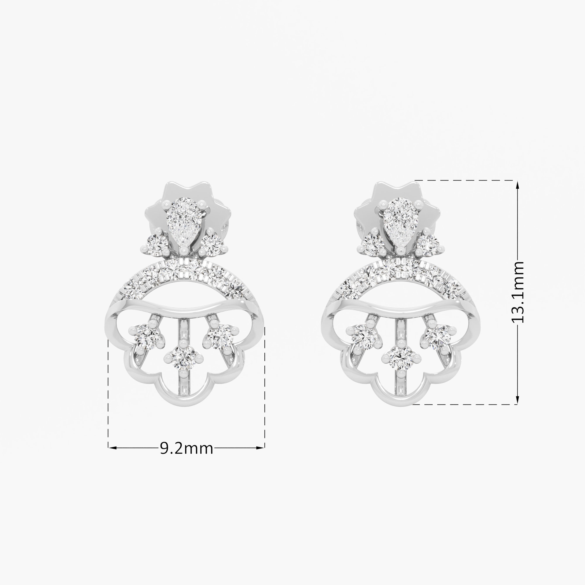 Regal Canopy Drops Earrings in 9KT White Gold (Diamond Quality: FG-VVS VS)