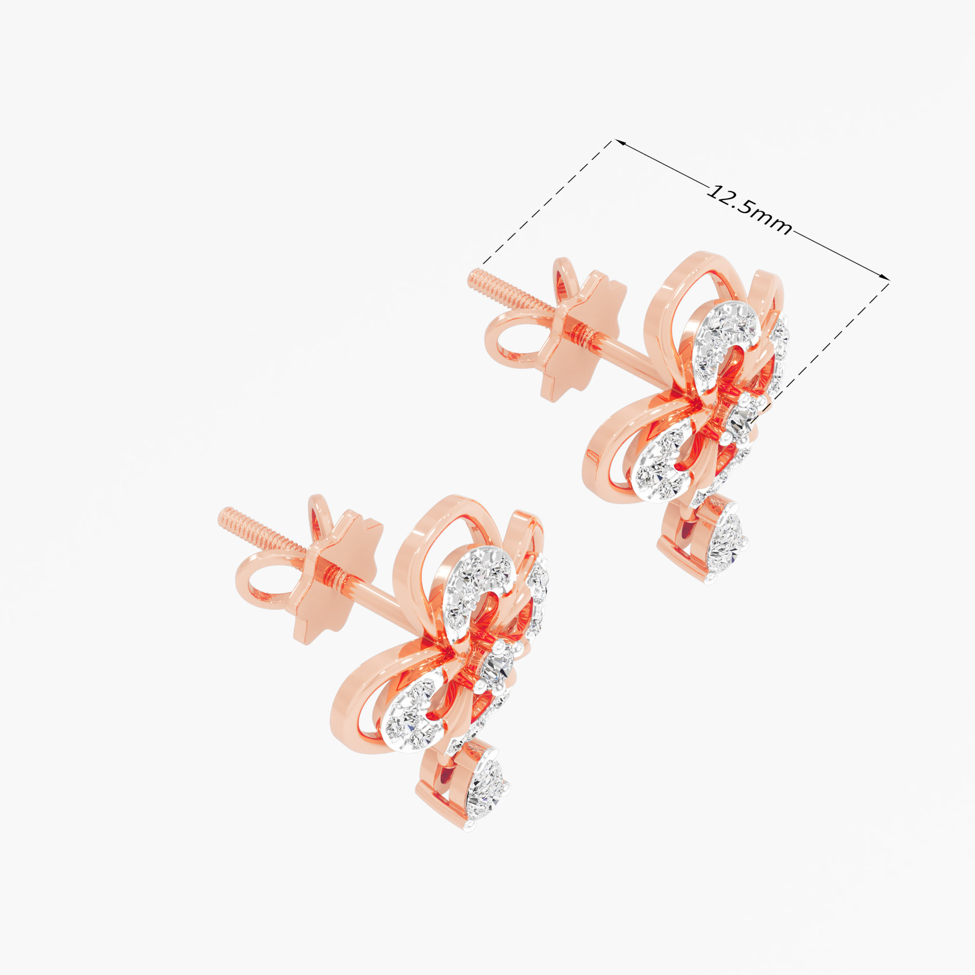 Radiant Clover Drops Drops Earrings in 9KT Rose Gold (Diamond Quality: FG-VVS VS)