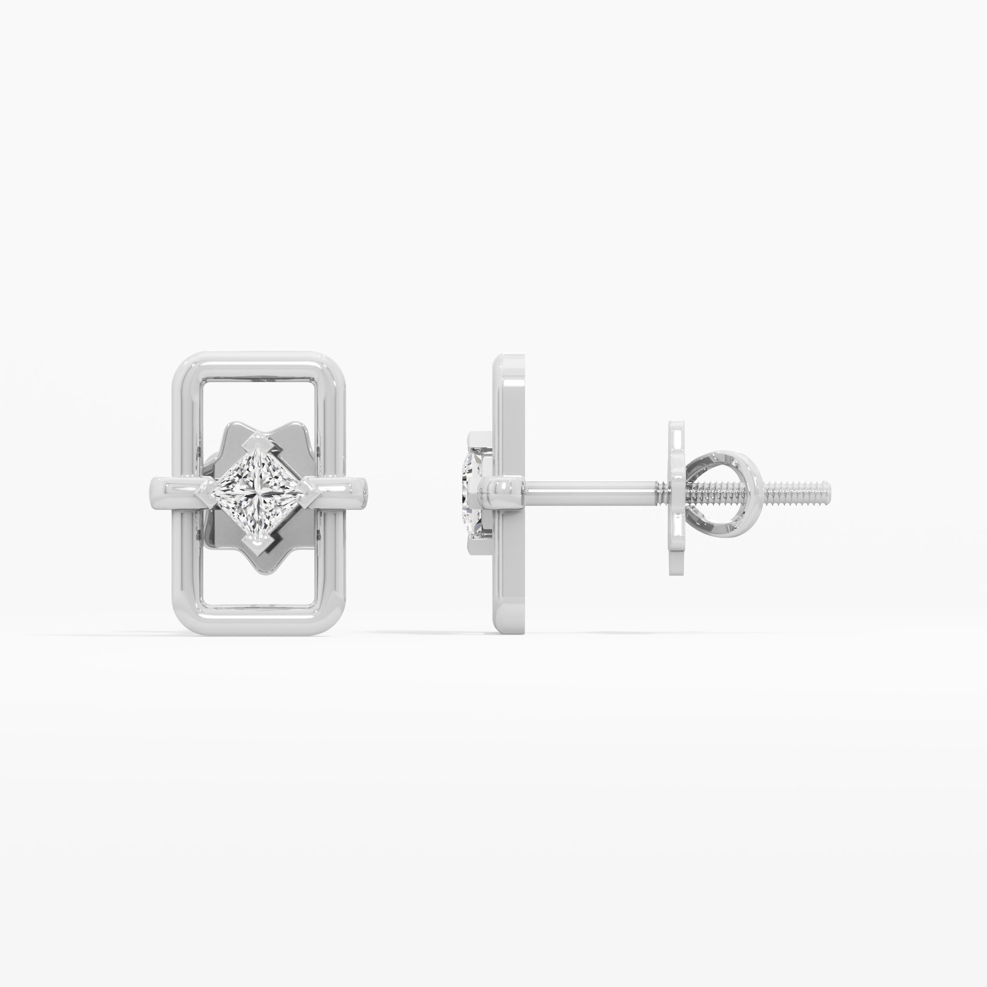 Azure Frame Studs Earrings in 9KT White Gold (Diamond Quality: FG-VVS VS)