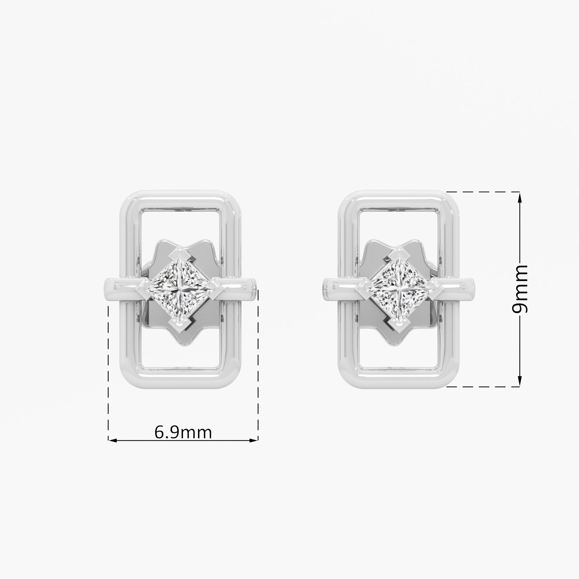 Azure Frame Studs Earrings in 9KT White Gold (Diamond Quality: FG-VVS VS)