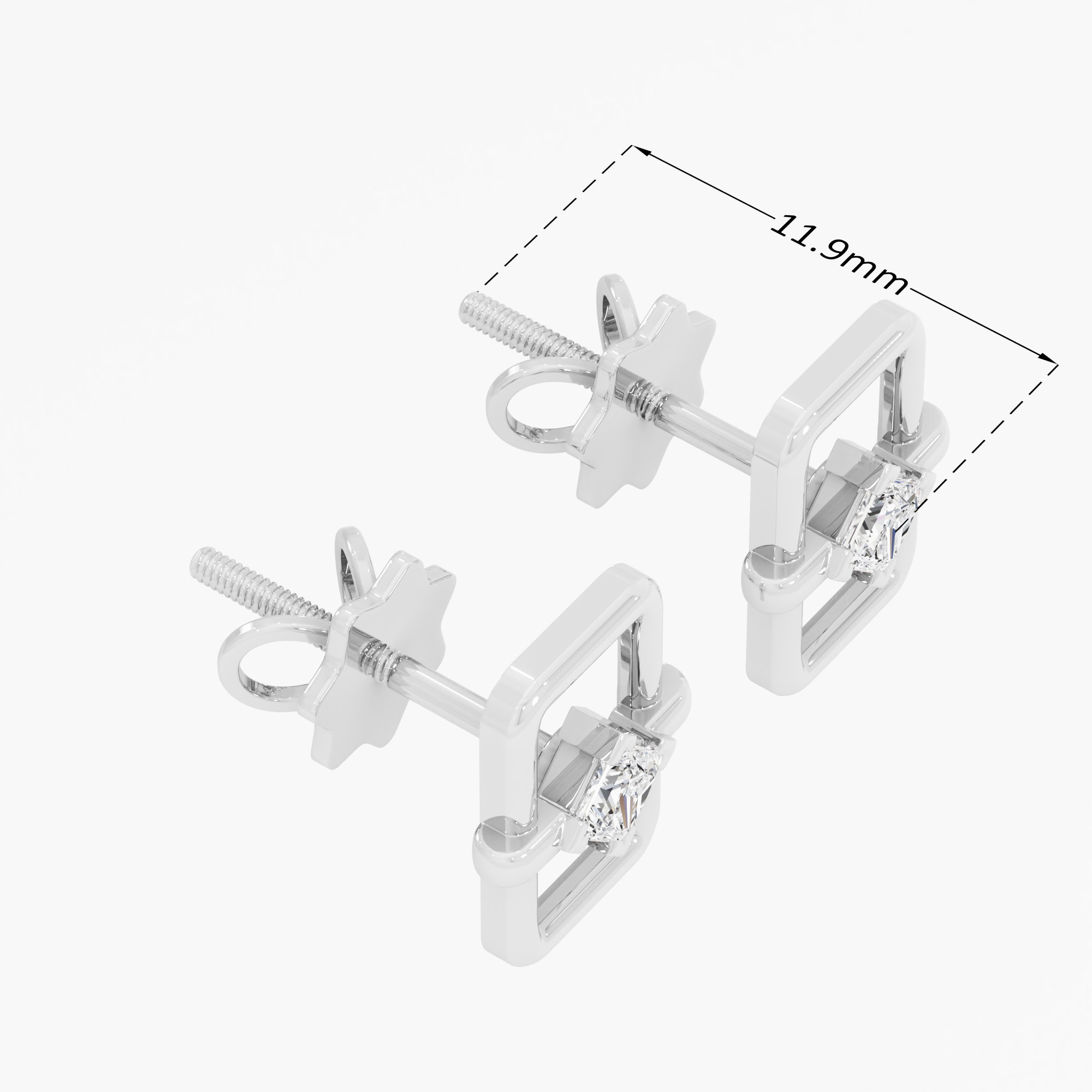 Azure Frame Studs Earrings in 9KT White Gold (Diamond Quality: FG-VVS VS)