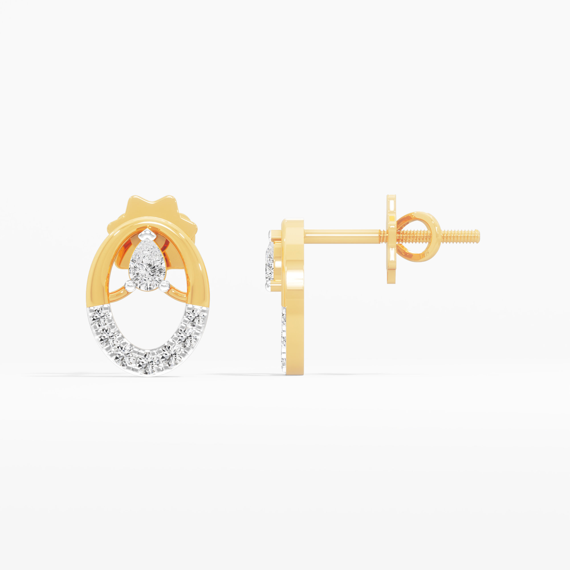Azure Loop Stud Earrings in 9KT Yellow Gold (Diamond Quality: FG-VVS VS)