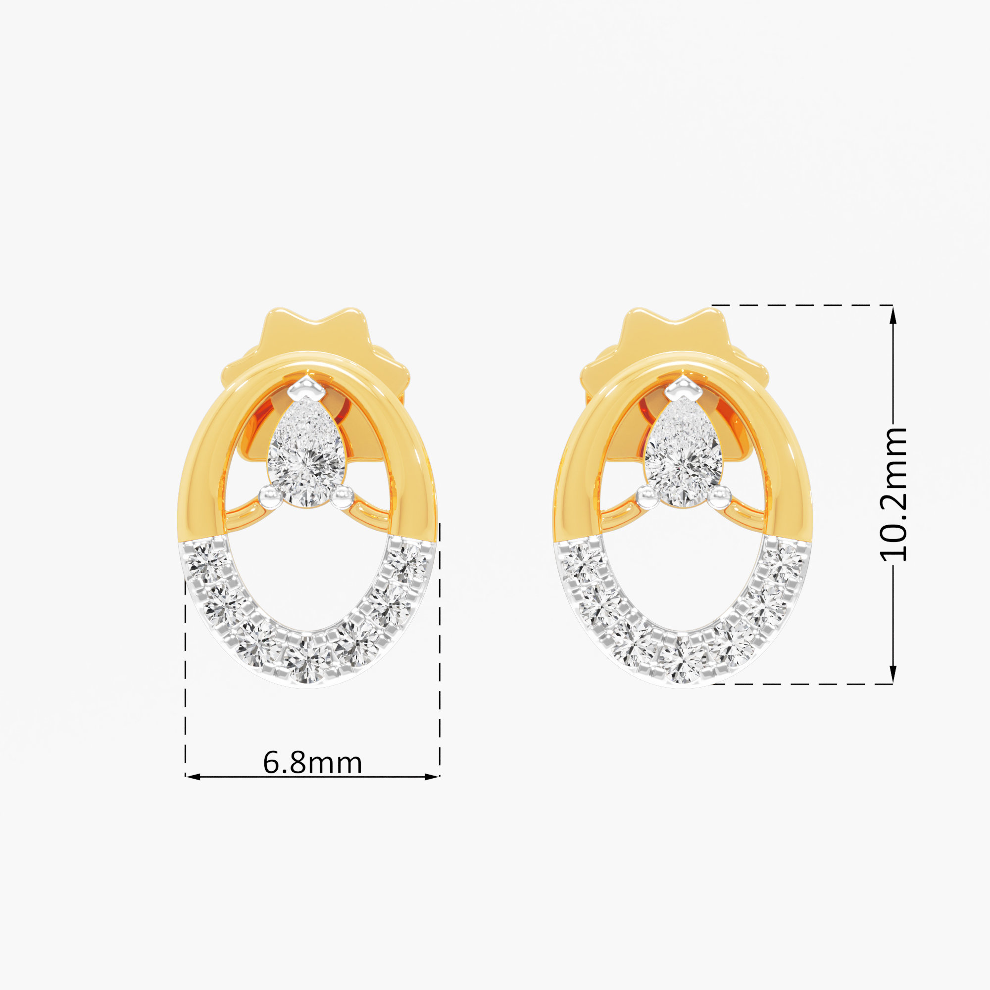 Azure Loop Stud Earrings in 9KT Yellow Gold (Diamond Quality: FG-VVS VS)