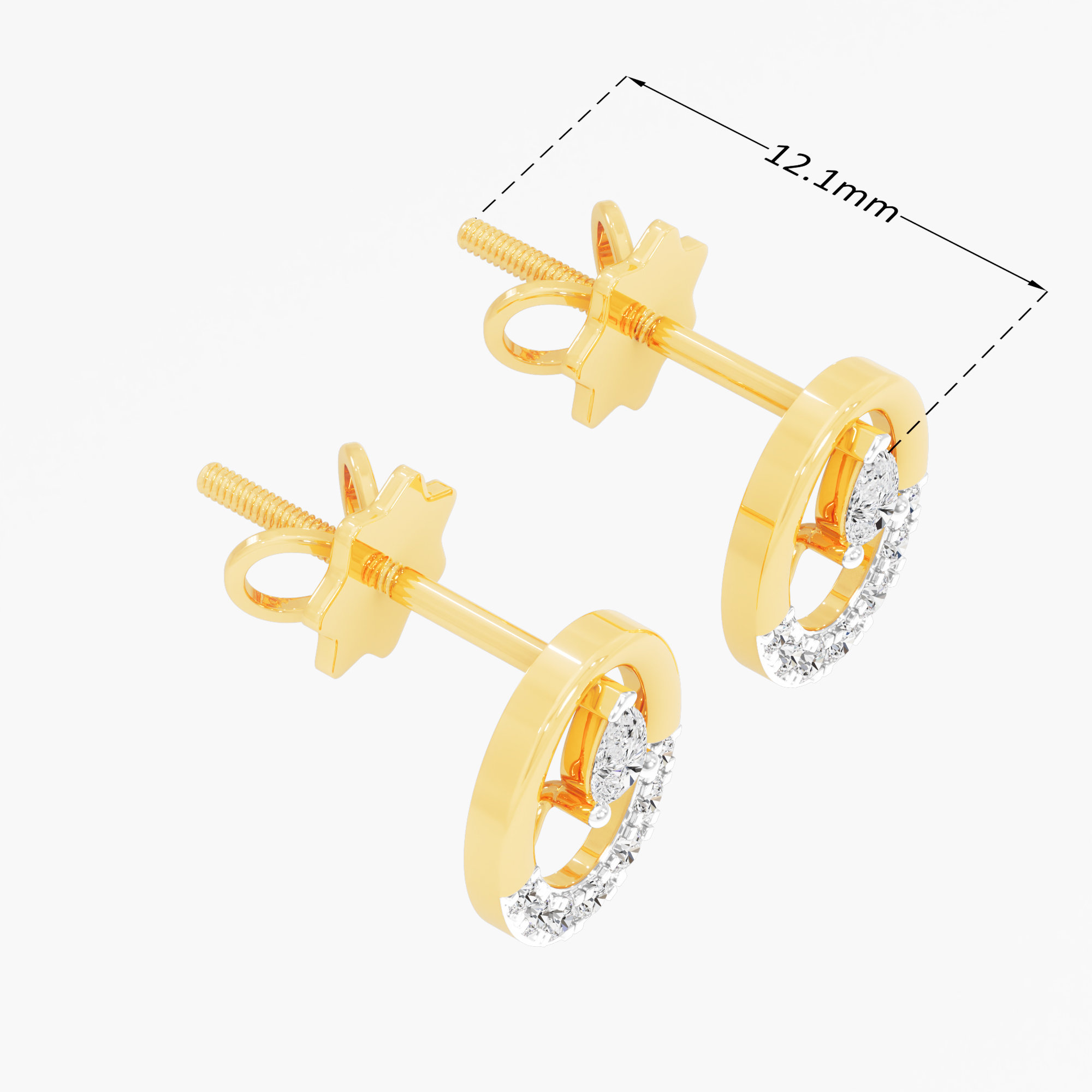Azure Loop Stud Earrings in 9KT Yellow Gold (Diamond Quality: FG-VVS VS)