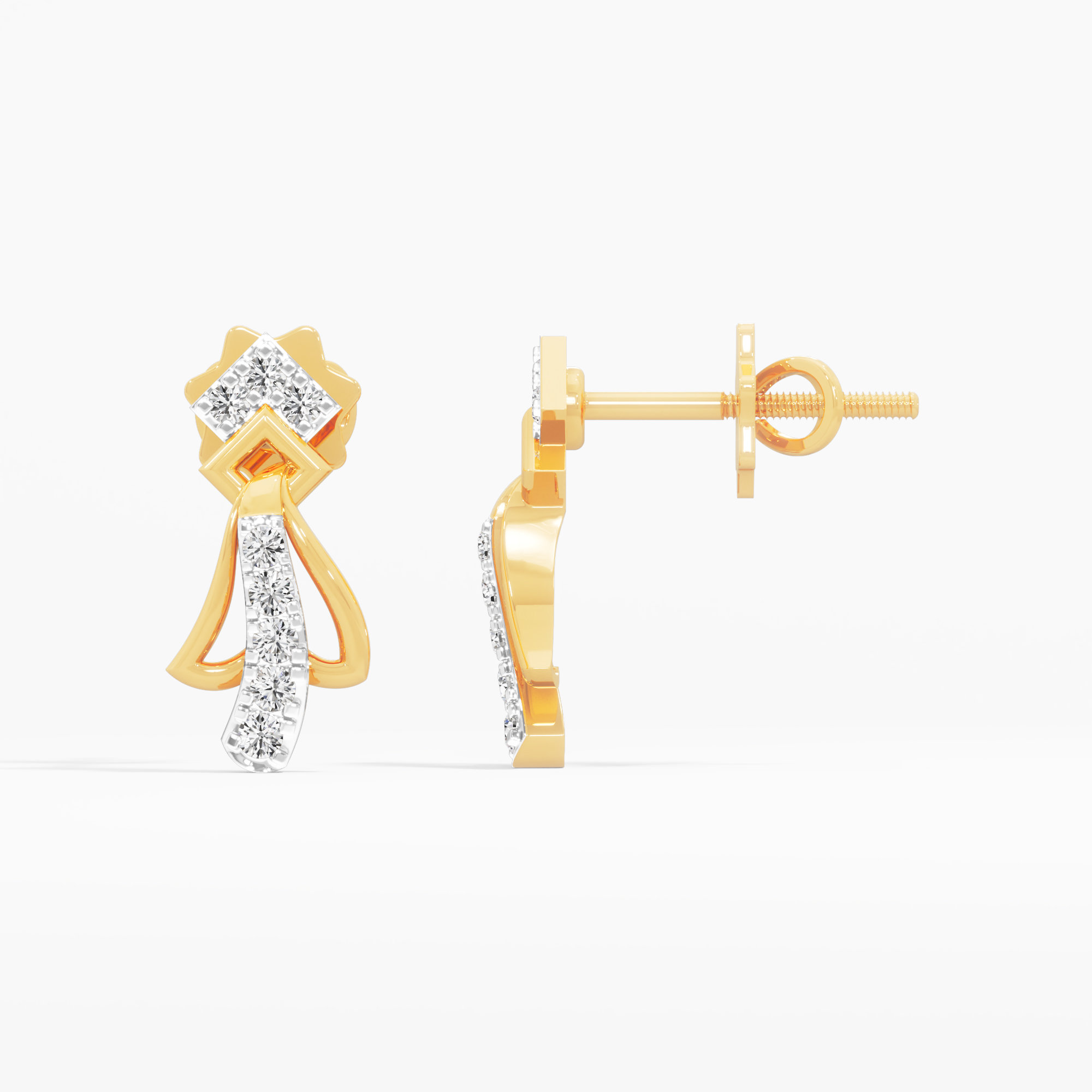 Diamond Crown Stud Earrings in 9KT Yellow Gold (Diamond Quality: FG-VVS VS)