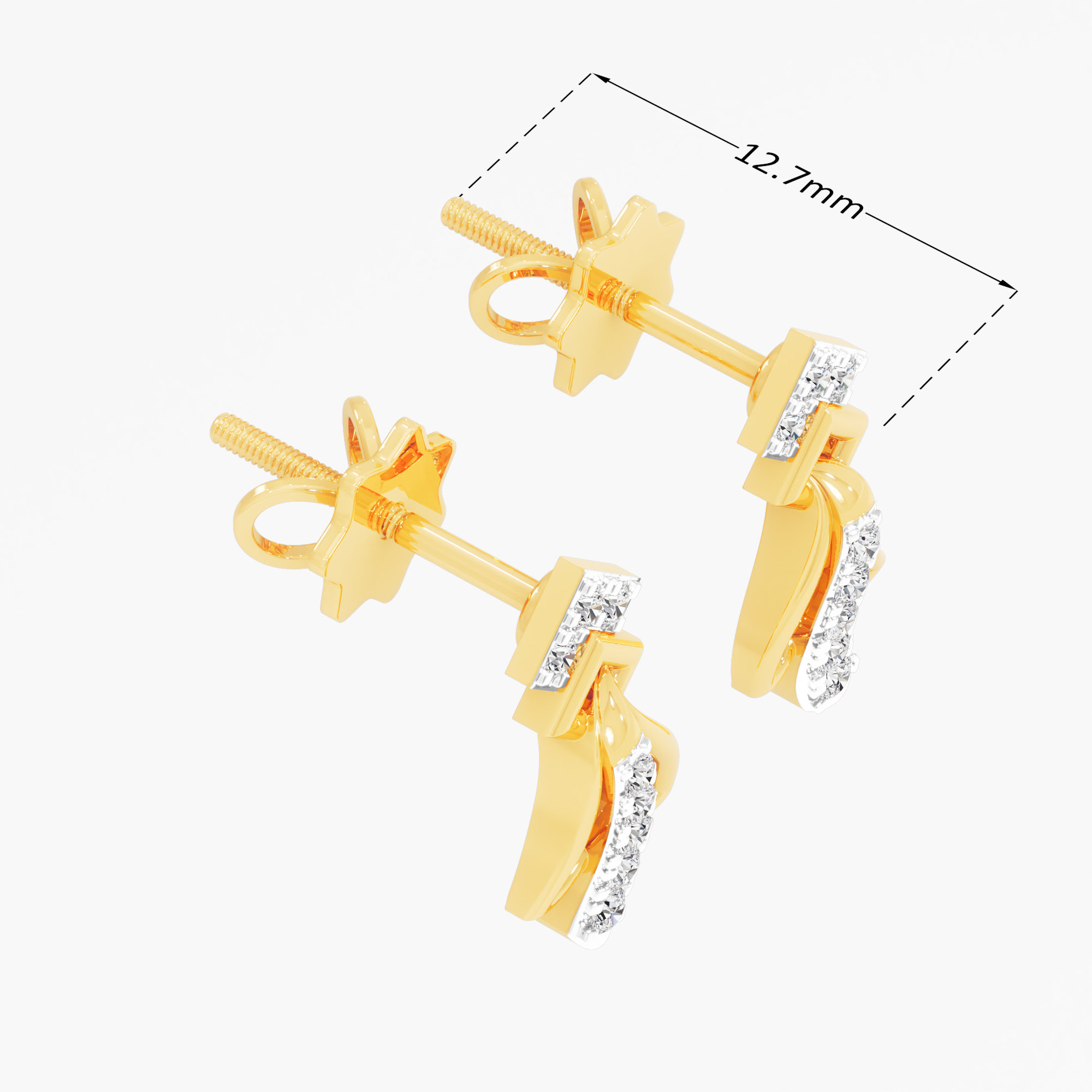 Diamond Crown Stud Earrings in 9KT Yellow Gold (Diamond Quality: FG-VVS VS)
