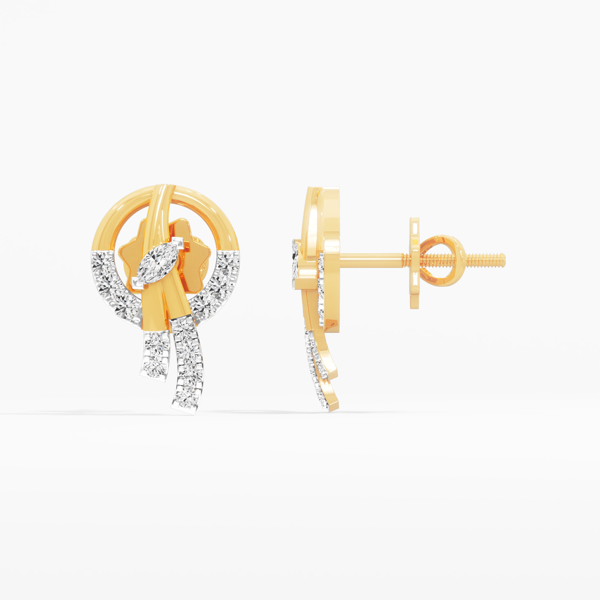 Orbital Star Stud Earrings in 9KT Yellow Gold (Diamond Quality: FG-VVS VS)