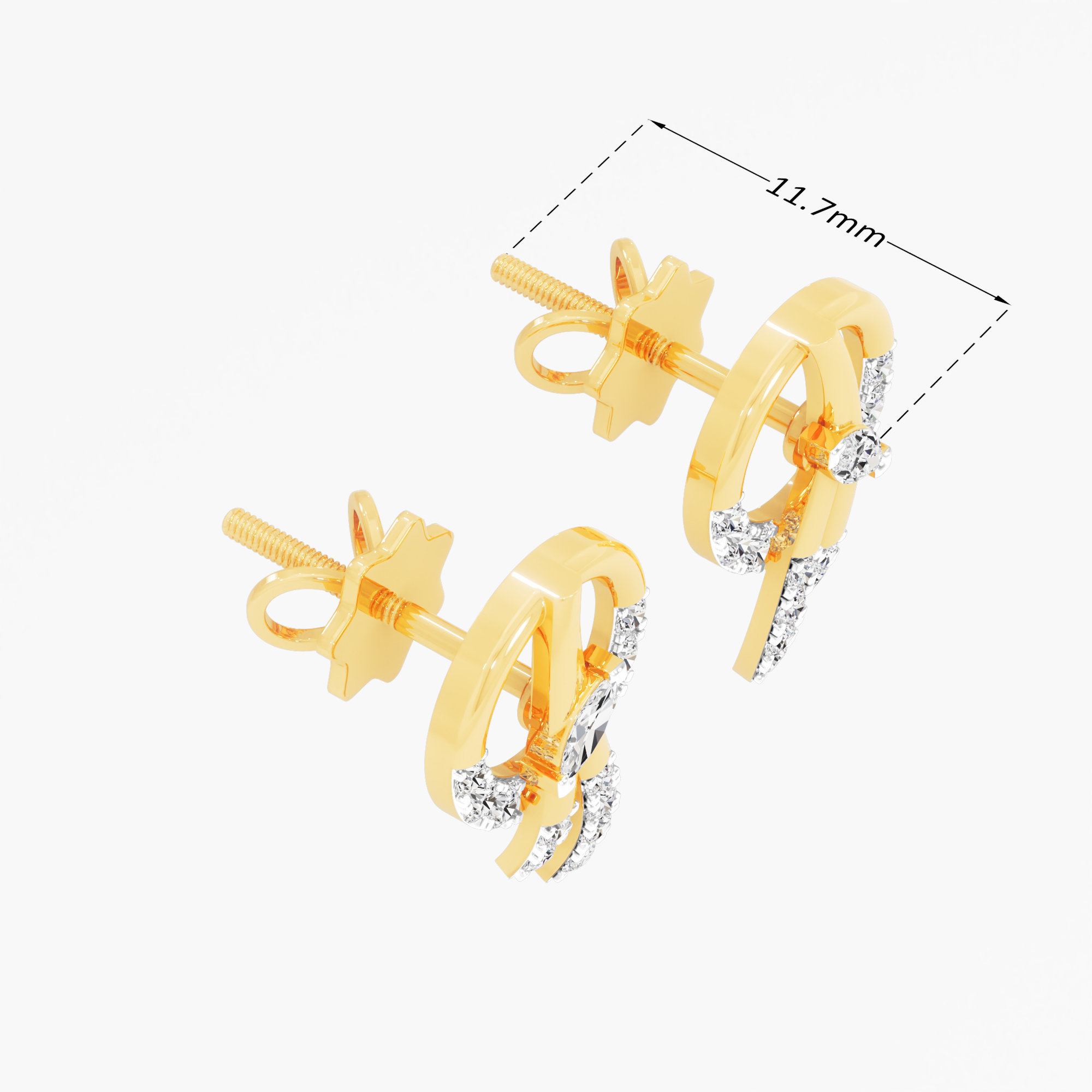 Orbital Star Stud Earrings in 9KT Yellow Gold (Diamond Quality: FG-VVS VS)