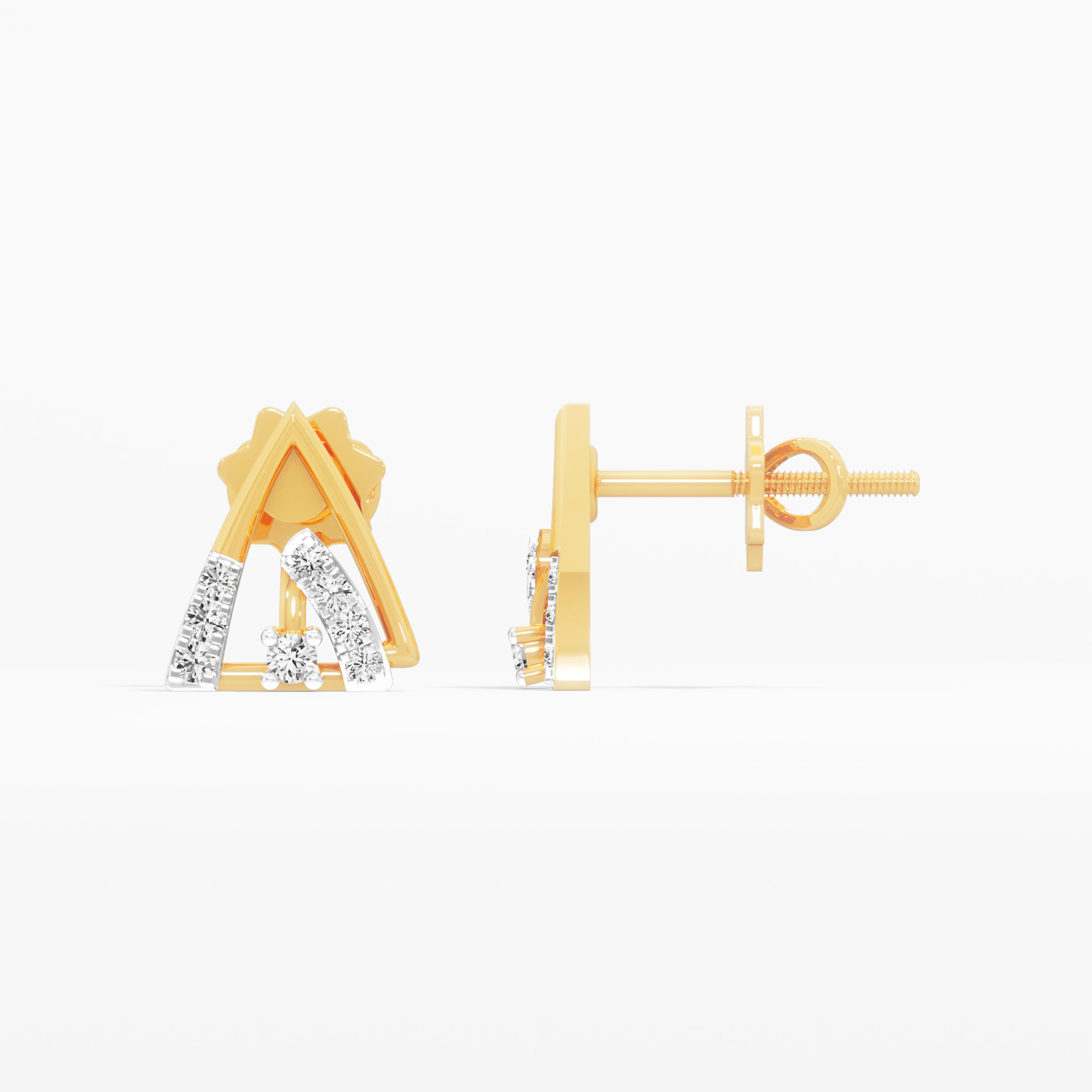 Apex Triangle Stud Earrings in 9KT Yellow Gold (Diamond Quality: FG-VVS VS)