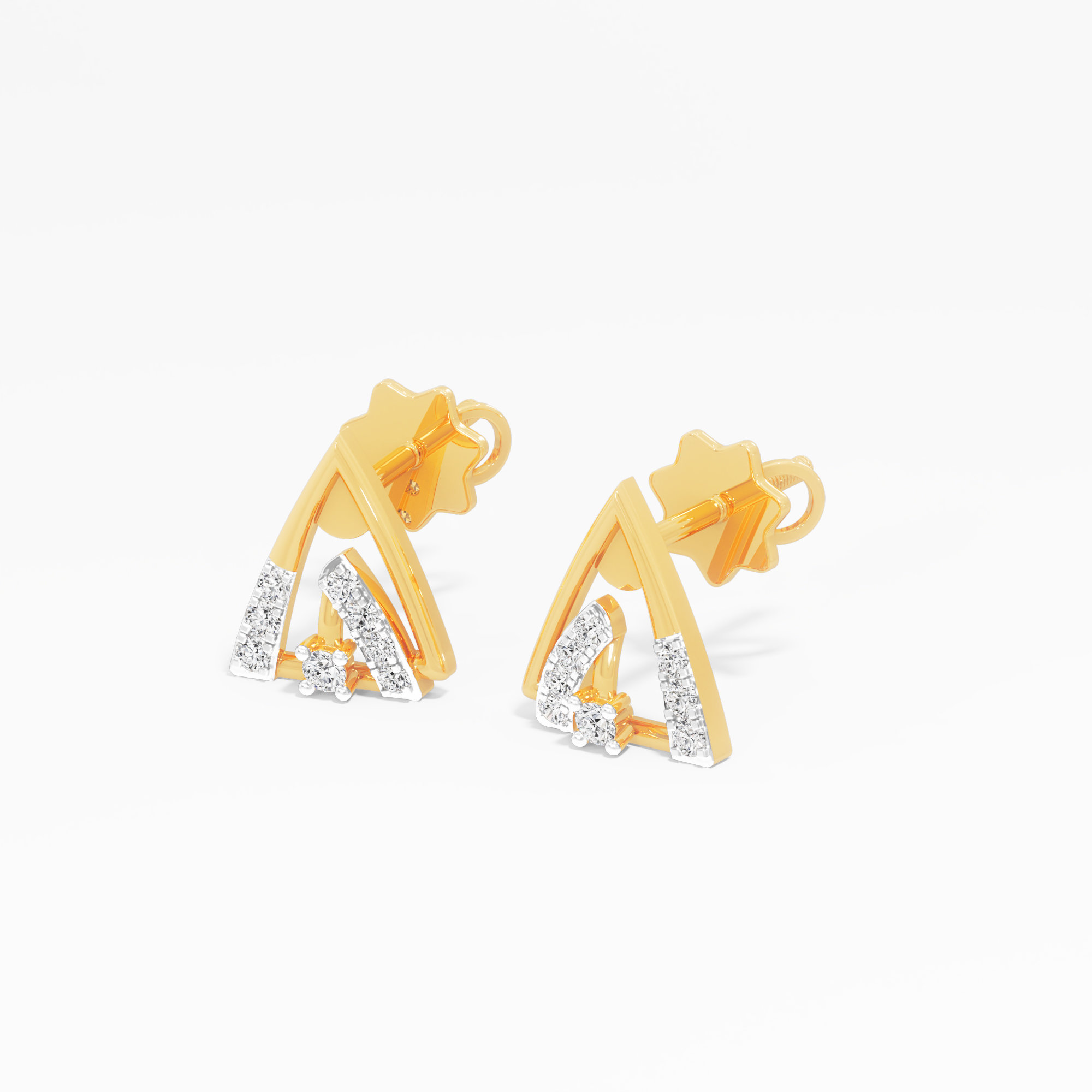 Apex Triangle Stud Earrings in 9KT Yellow Gold (Diamond Quality: FG-VVS VS)