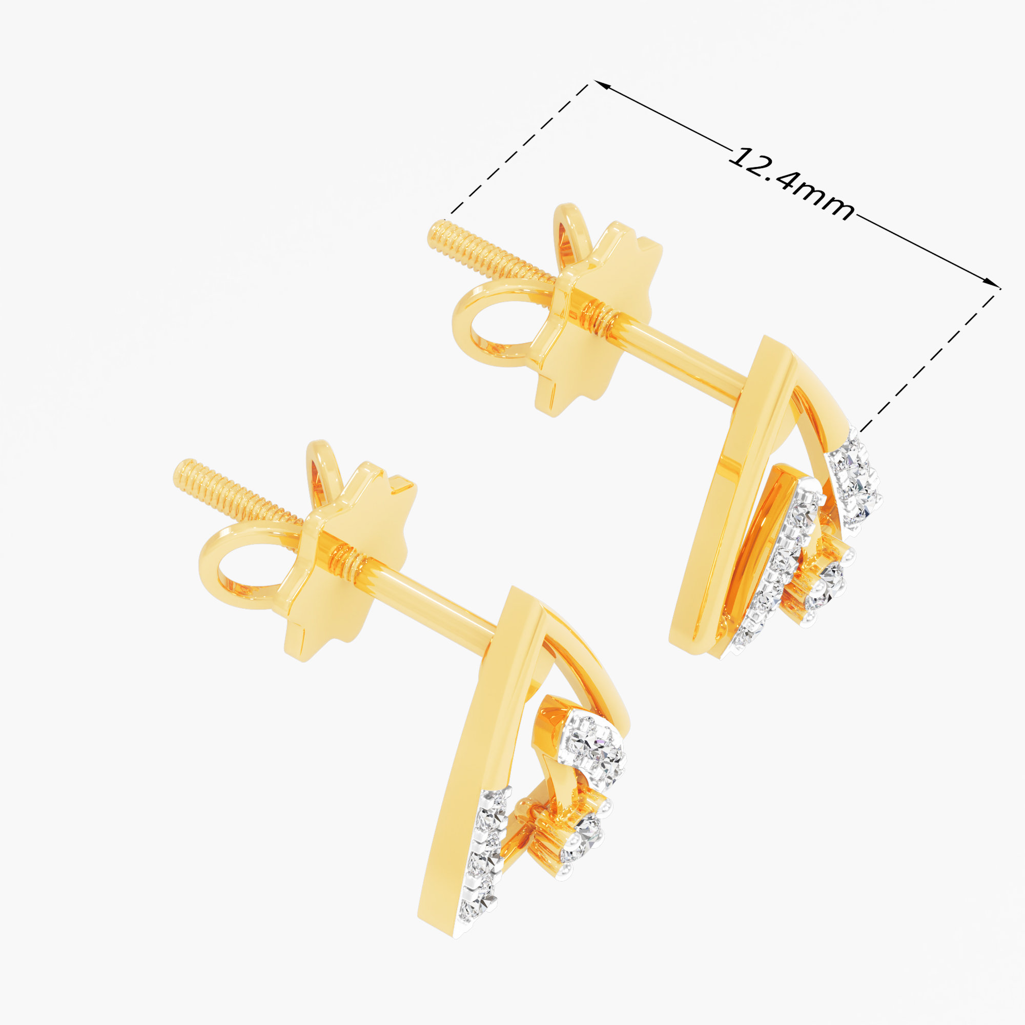 Apex Triangle Stud Earrings in 9KT Yellow Gold (Diamond Quality: FG-VVS VS)