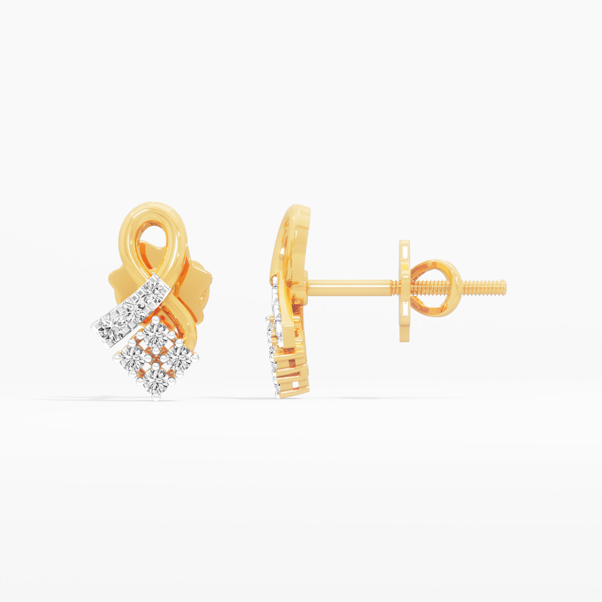 Looped Cluster Stud Earrings in 9KT Yellow Gold (Diamond Quality: FG-VVS VS)