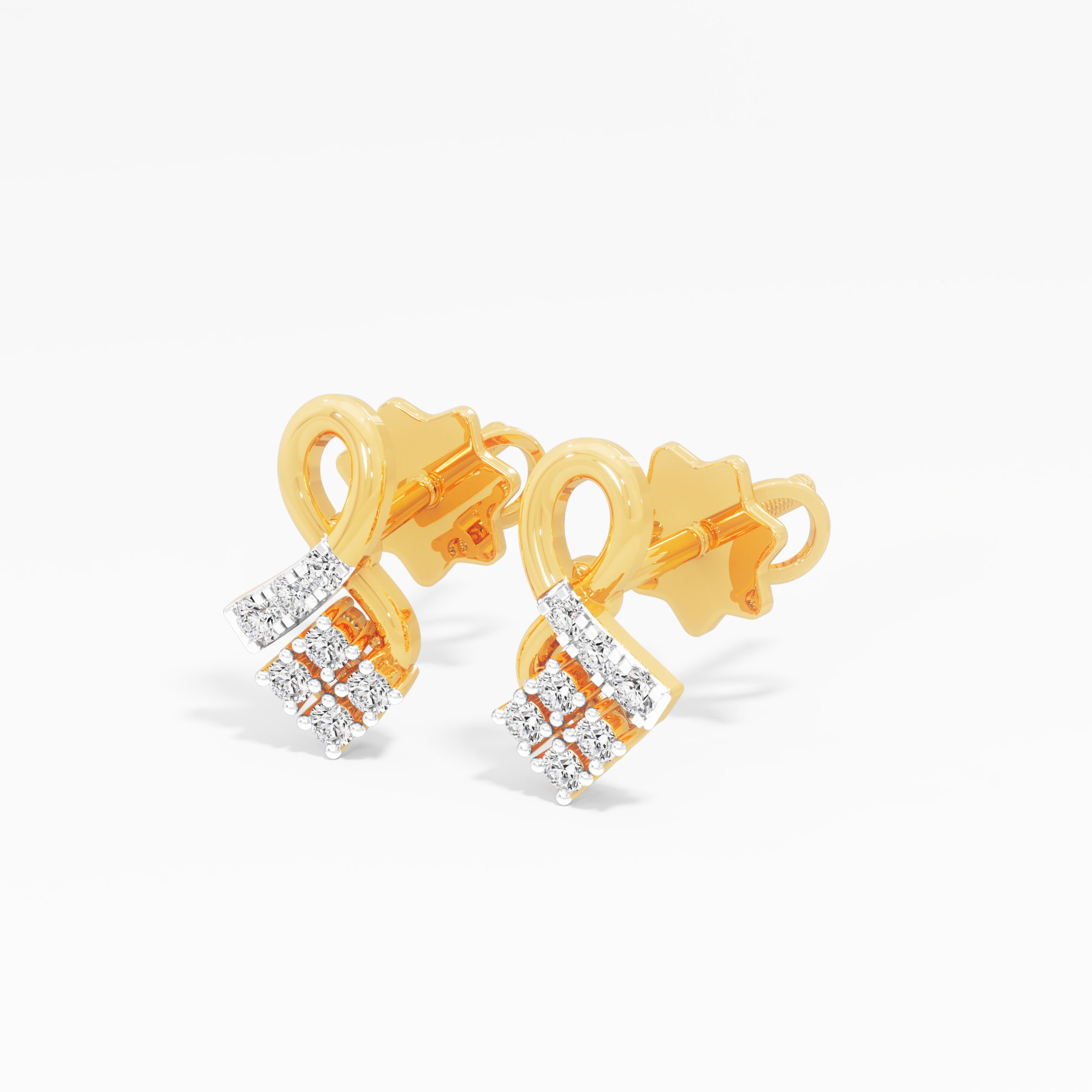 Looped Cluster Stud Earrings in 9KT Yellow Gold (Diamond Quality: FG-VVS VS)