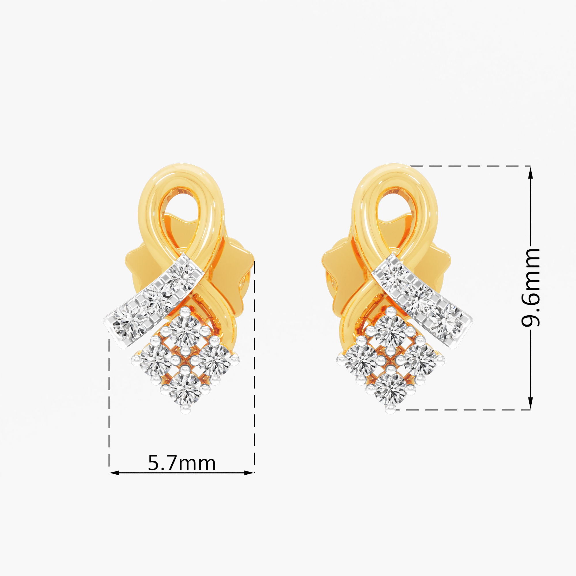 Looped Cluster Stud Earrings in 9KT Yellow Gold (Diamond Quality: FG-VVS VS)