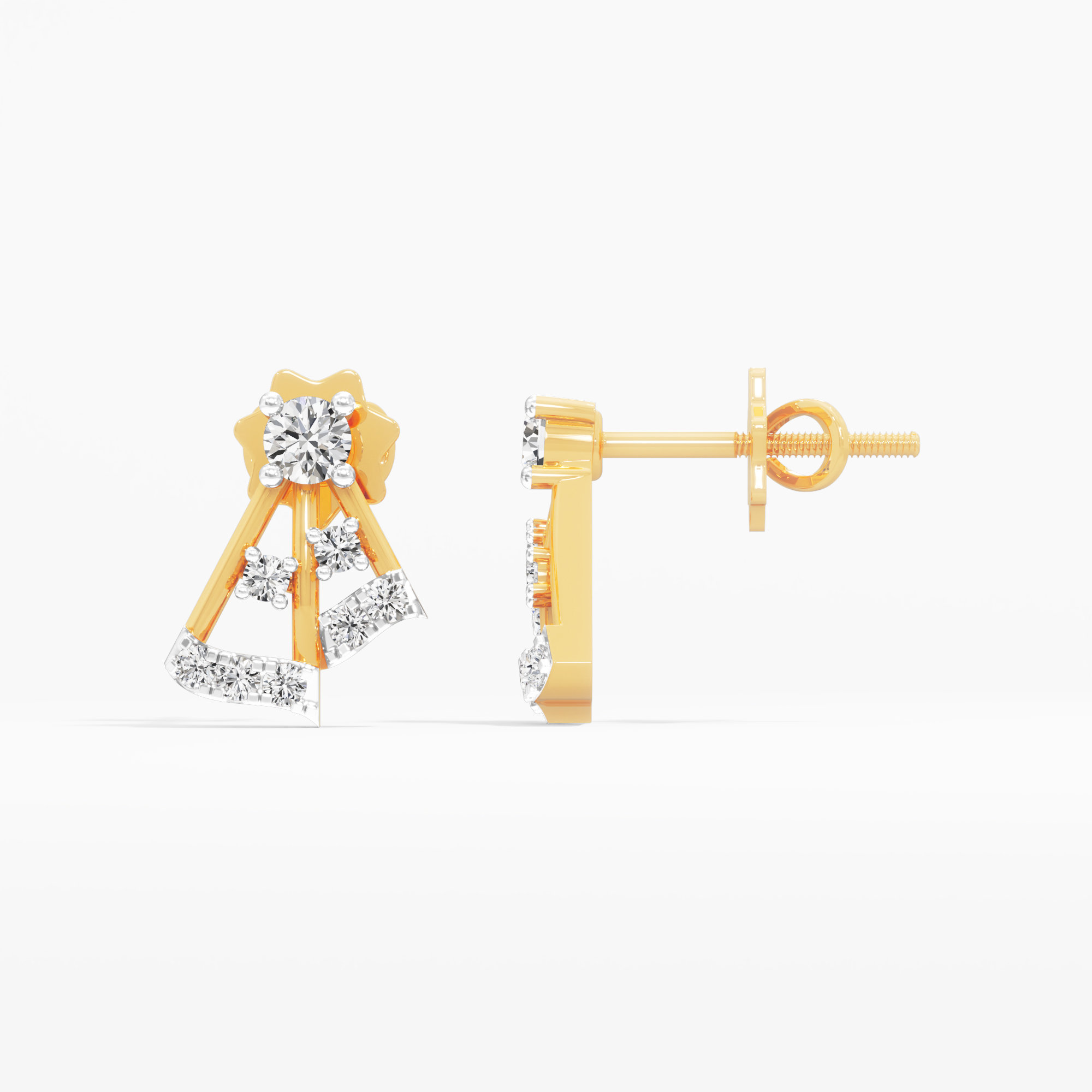 Stellar Drop Stud Earrings in 9KT Yellow Gold (Diamond Quality: FG-VVS VS)